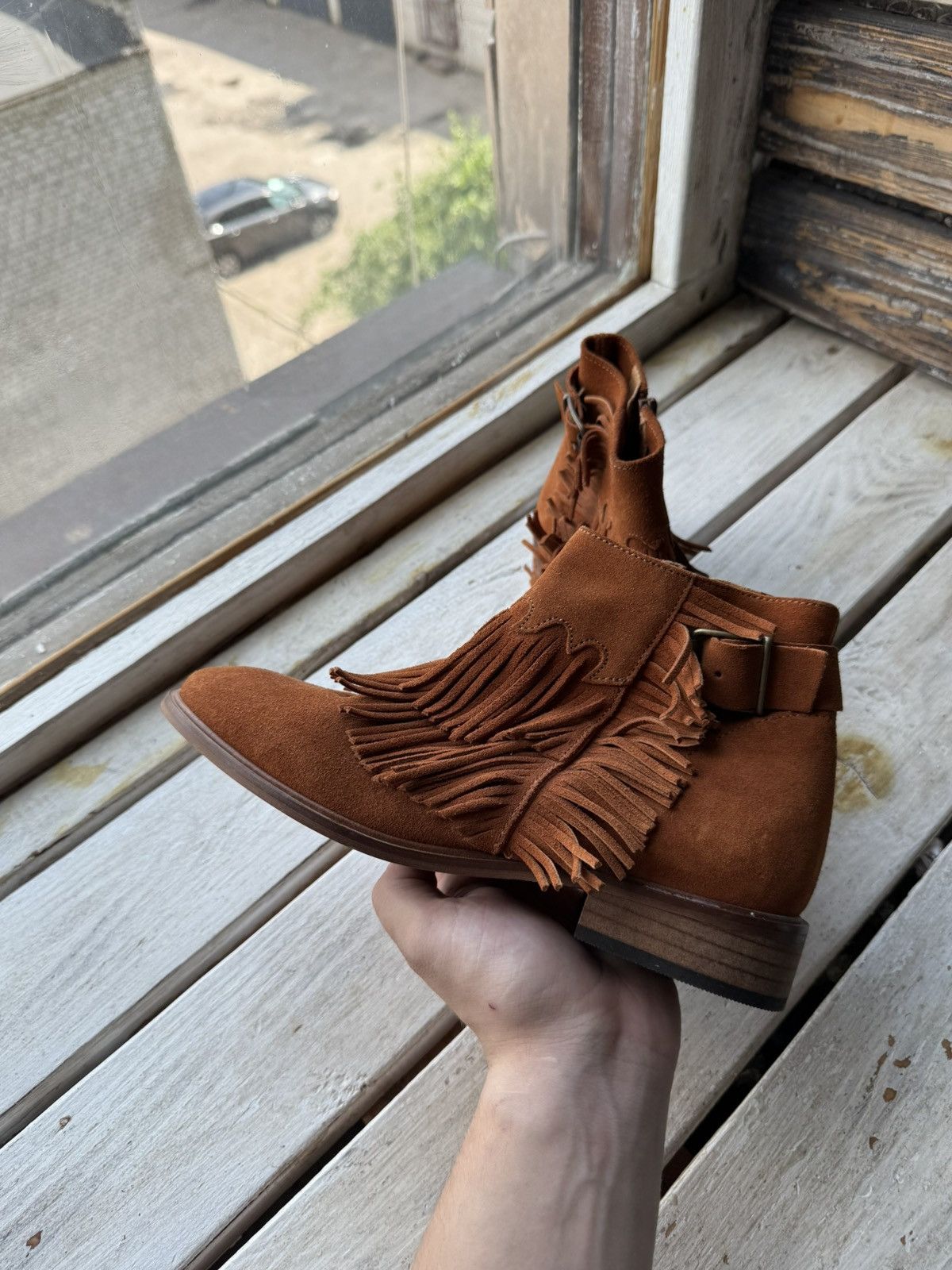 Made in Spain Suede Fringe Ankle Boots Western Cowgirl Style