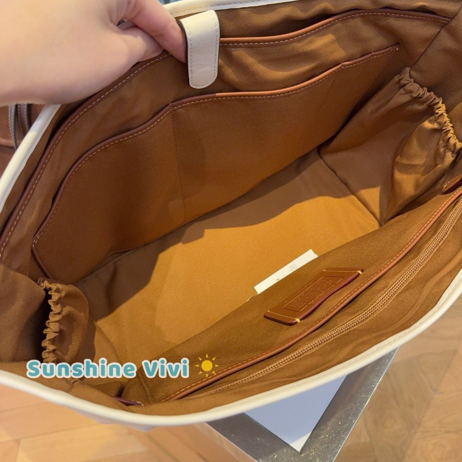 Coach NWT Coach Large Tote Bag Insert Canvas Leather Chalk C4812 Size ONE SIZE - 2 Thumbnail