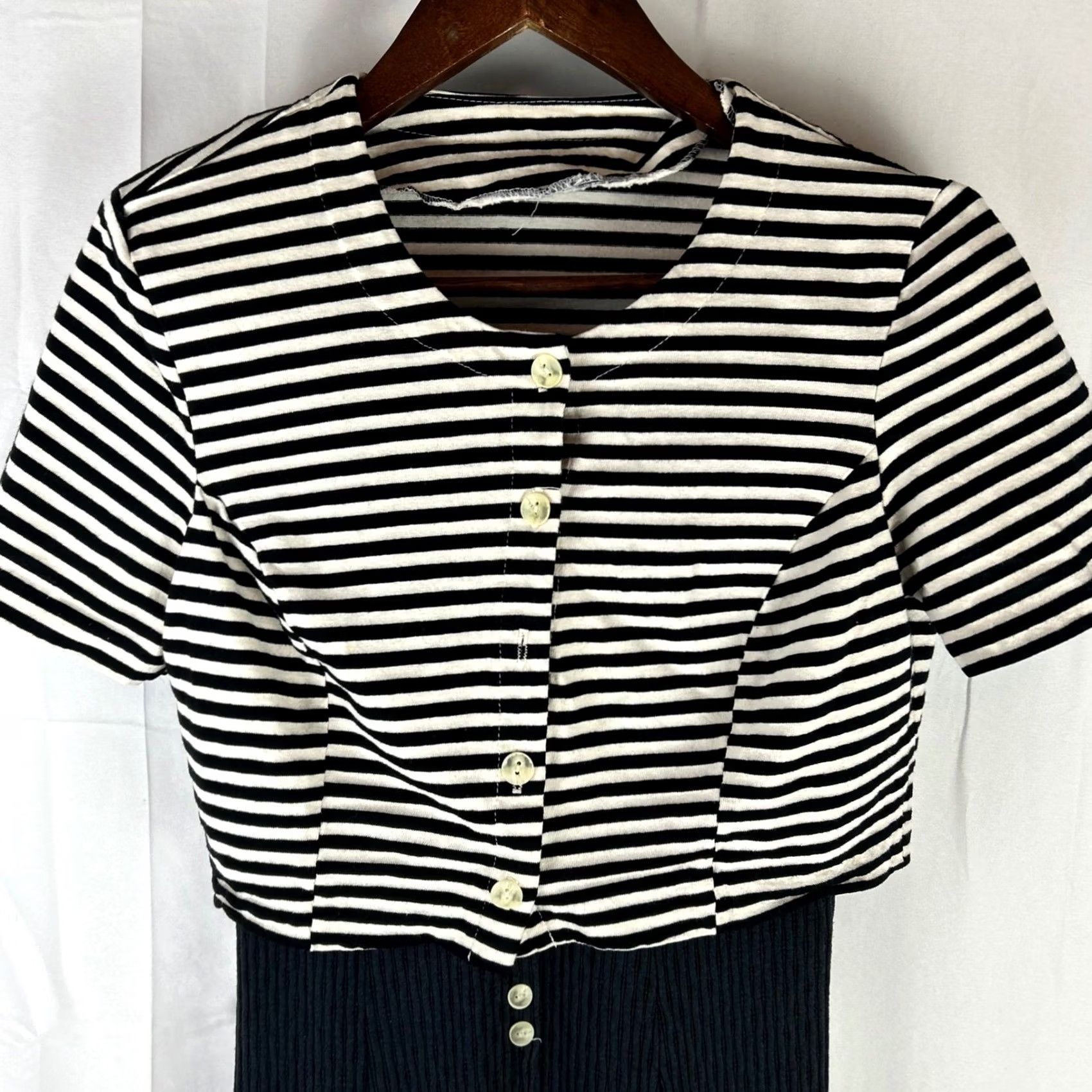 Vintage 2 Piece Striped Cardigan Maxi Ribbed Dress Set Size S / US 4 / IT 40 - 2 Thumbnail