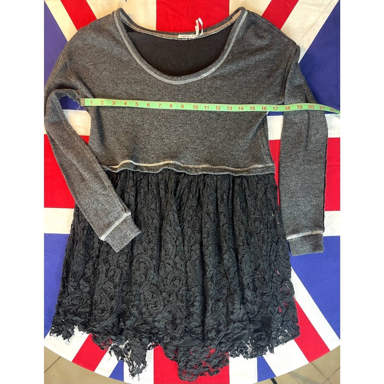 Other KIMCHI Gray Knit Lace Babydoll Dress (S) Mini Coquette Y2K Size S / US 4 / IT 40 - 9 Thumbnail
