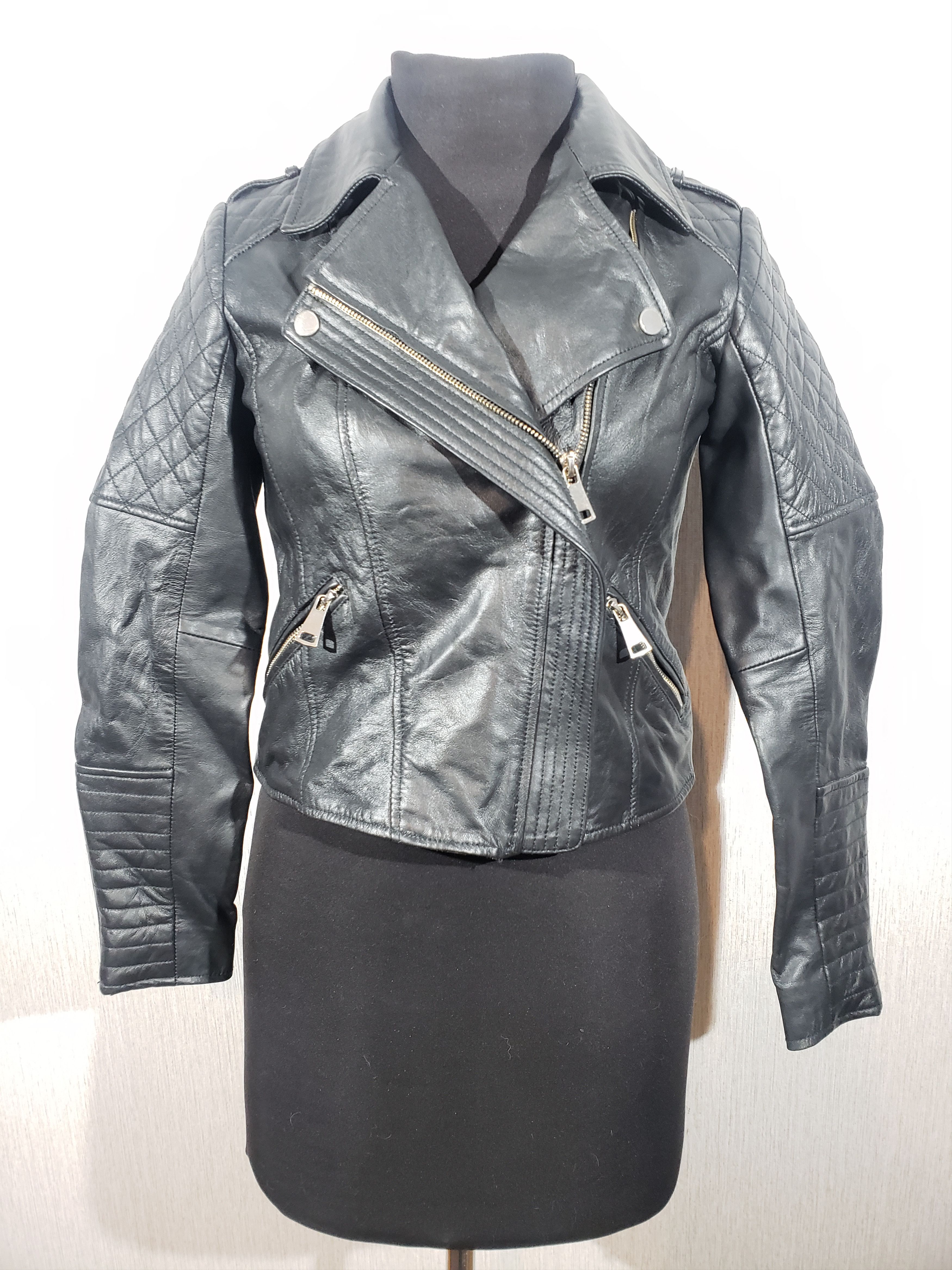 River Island Biker black women's leather jacket. Size S / US 4 / IT 40 - 1 Thumbnail