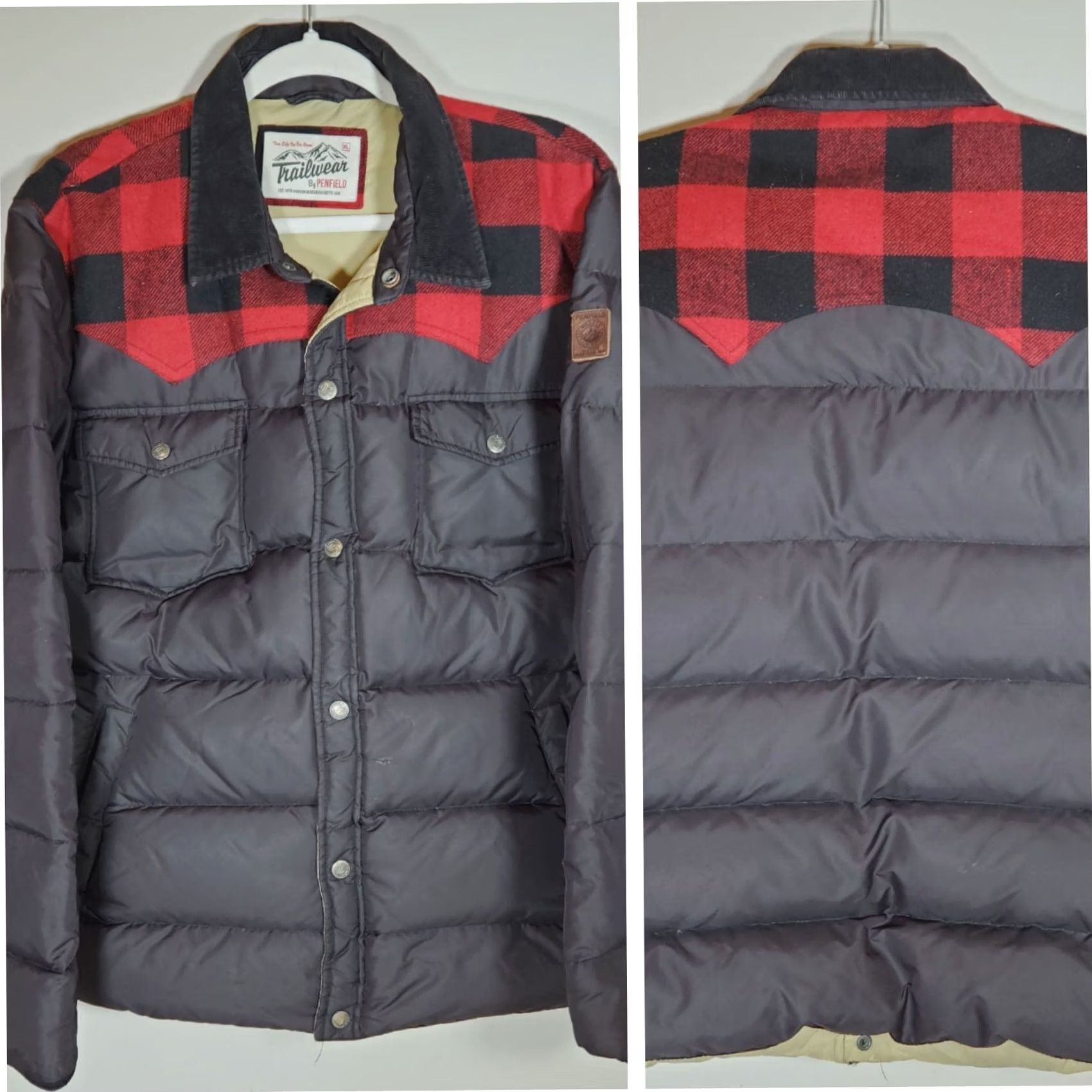 Penfield VINTAGE Penfield Rockford Buffalo Check Yoke Down Puffer Jacket Black Red Men's XL Jacket Size US XL / EU 56 / 4 - 2 Thumbnail
