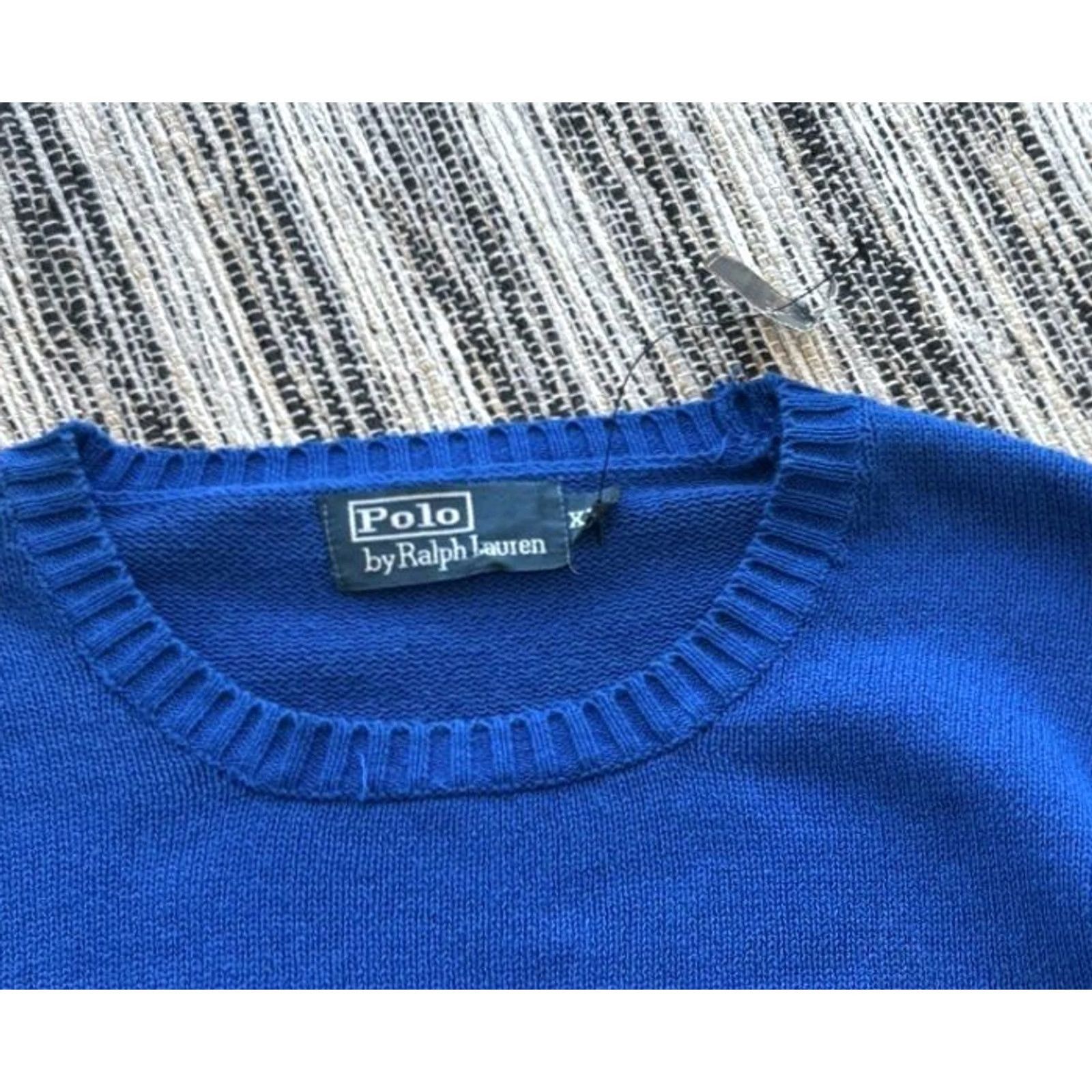 Polo Ralph Lauren Polo Ralph Lauren Sweater XL Men Blue Knitted Vintage Classic Pullover 90s Retro Preppy USA Style Streetwear Hype Casual Cotton Knit Size US XL / EU 56 / 4 - 5 Thumbnail