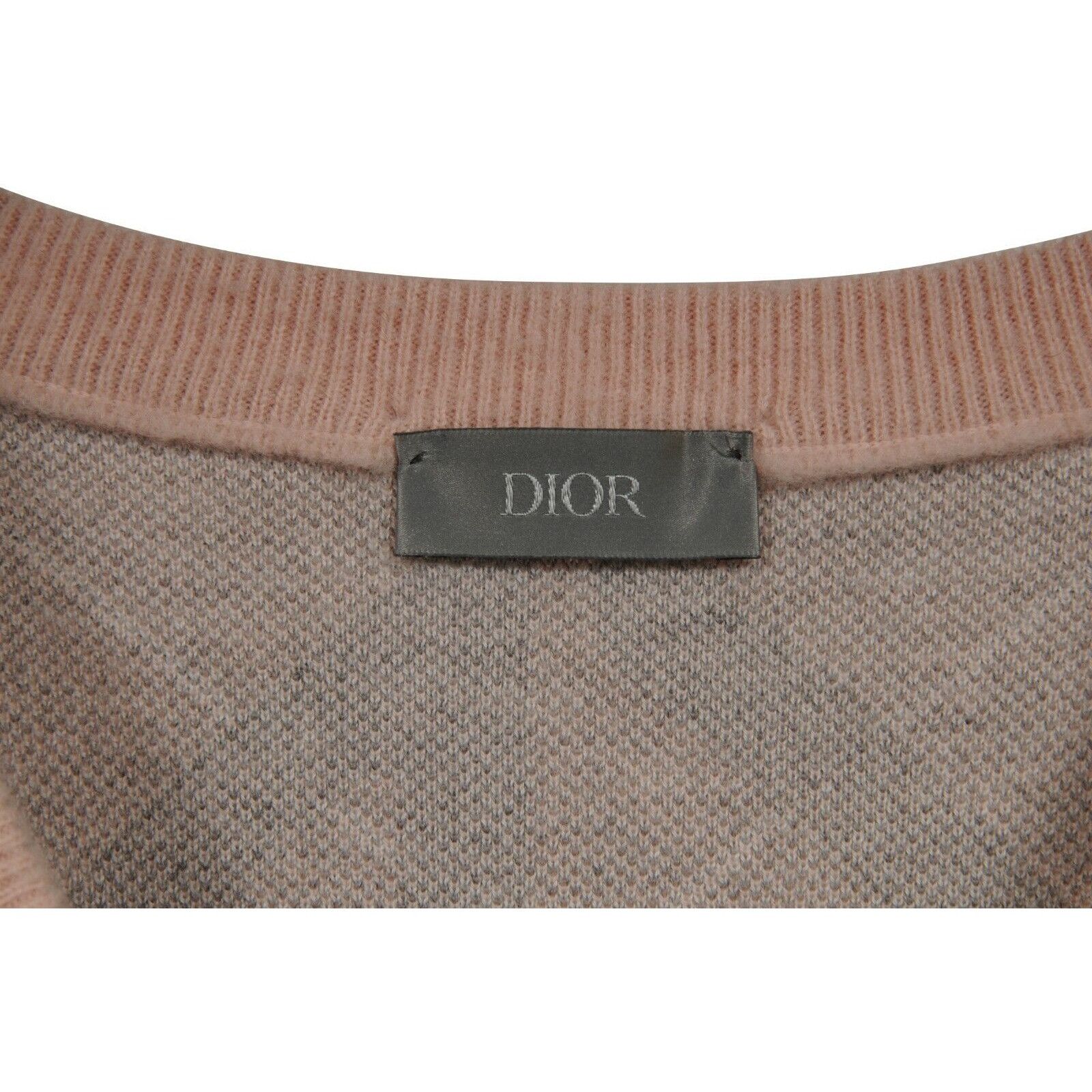 Dior Diamond Pattern V Neck Sweater Pink Gray Cashmere Size US M / EU 48-50 / 2 - 4 Thumbnail