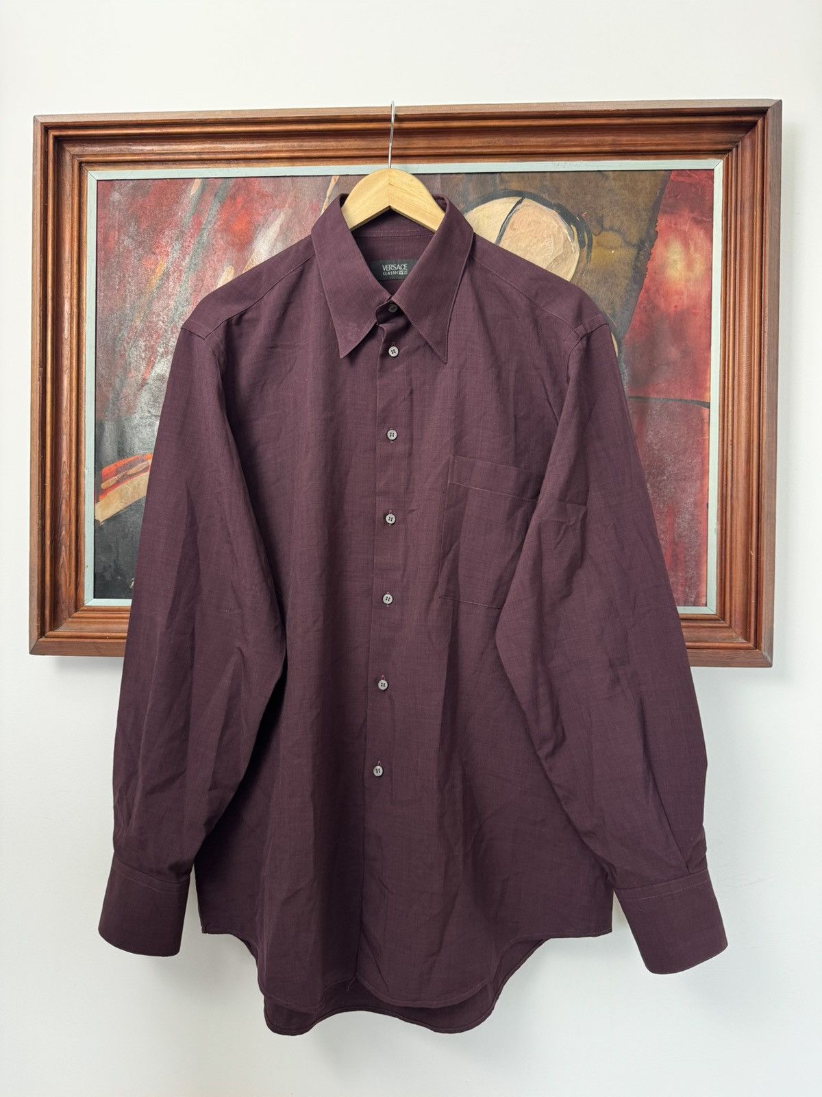 Versace Versace Luxury Designer Button Up Maroon Vintage Shirt Rare Size US L / EU 52-54 / 3 - 1 Thumbnail