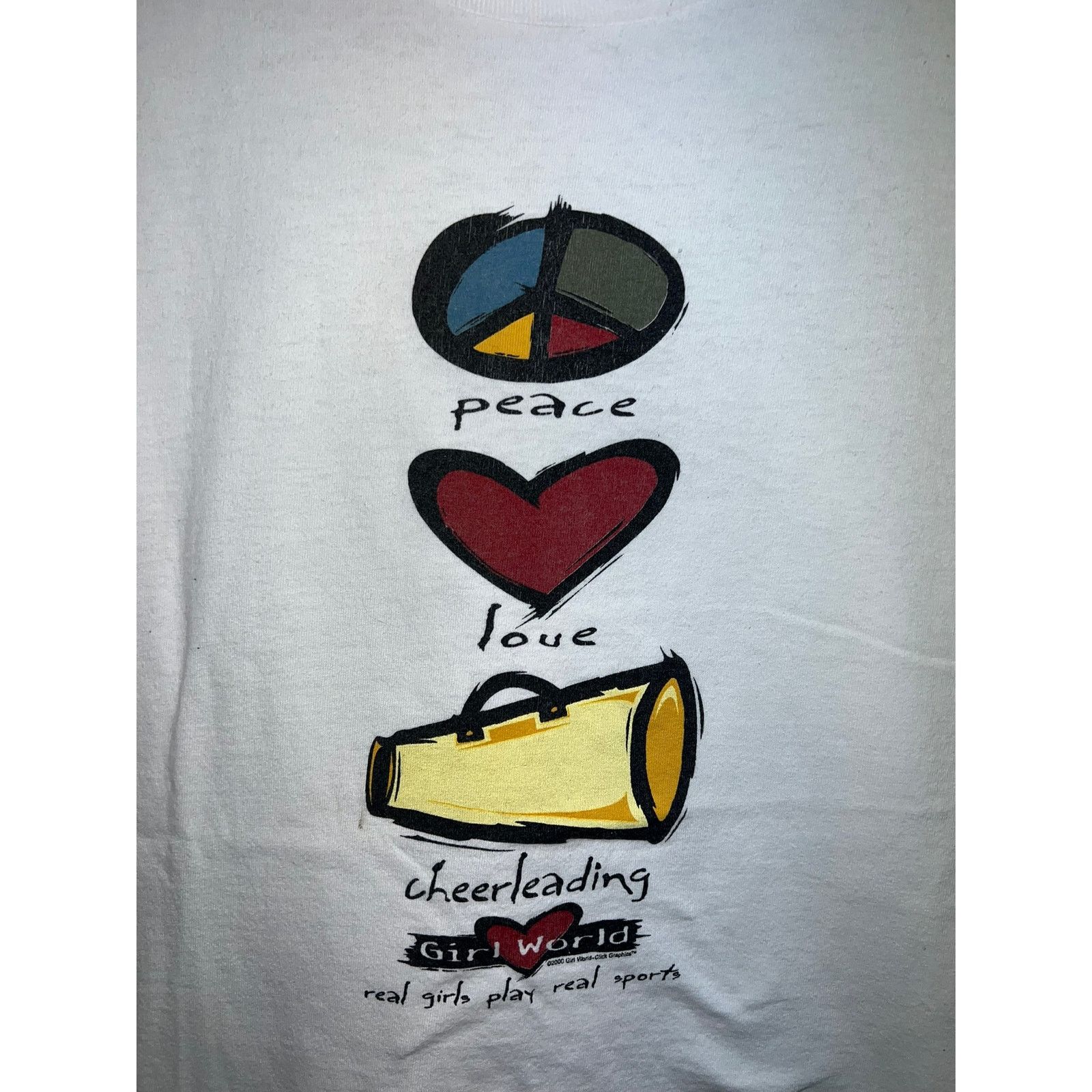 Vintage Vintage Girl World Shirt Peace Love Cheerleading Tee XL Size US XL / EU 56 / 4 - 2 Thumbnail