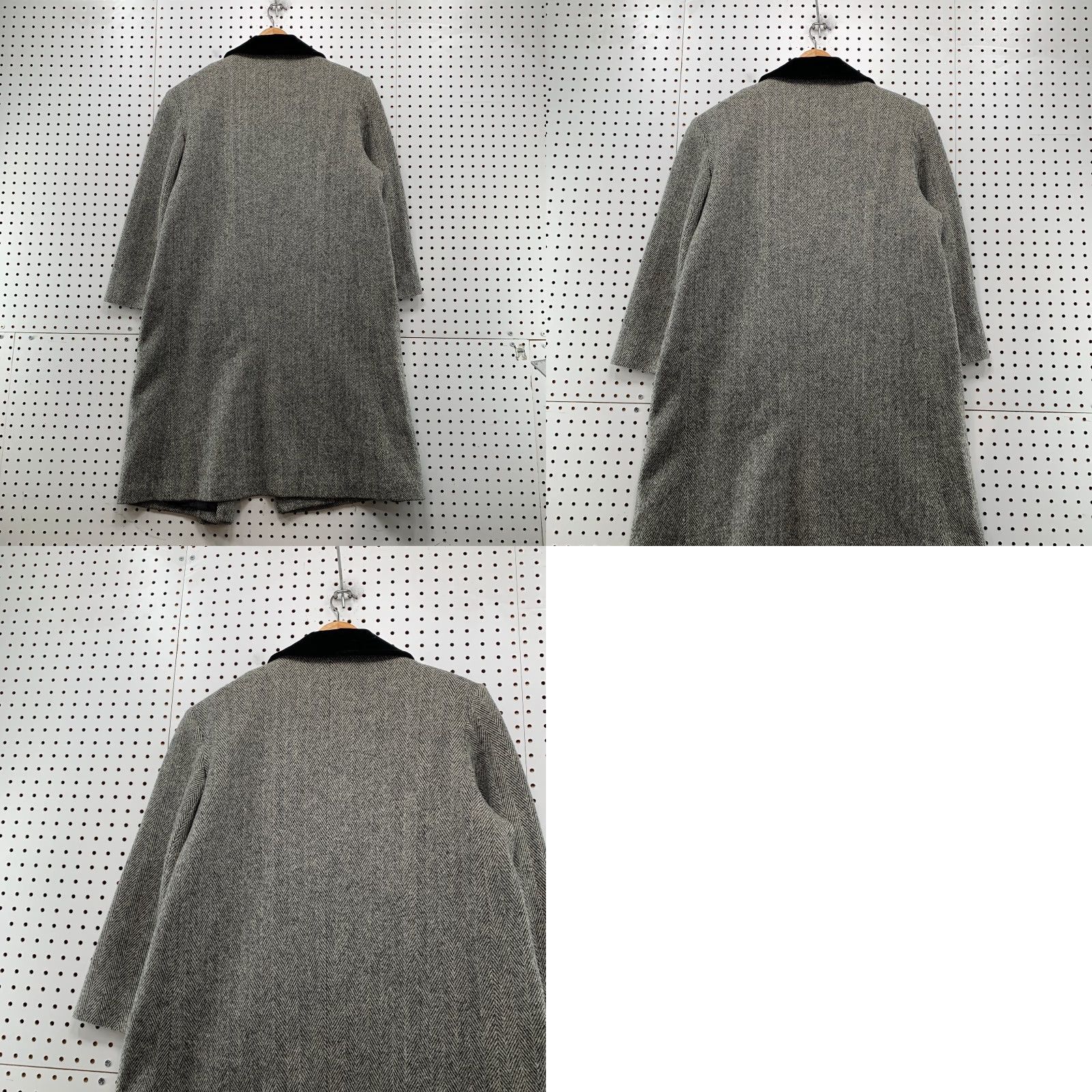 Vintage Noble Fashions Wool Tweed Overcoat Womens XL Gray Herringbone Made USA, Long Coat, Button, Outer Shell: Wool, Vintage, Fall Winter, Women, Coat Size XL / US 12-14 / IT 48-50 - 10 Thumbnail