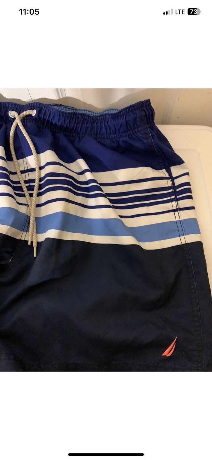 Nautica Vtg Nautica Mens Sz XXL Navy Blue Stripe Trunks Board Size US 38 / EU 54 - 1 Thumbnail