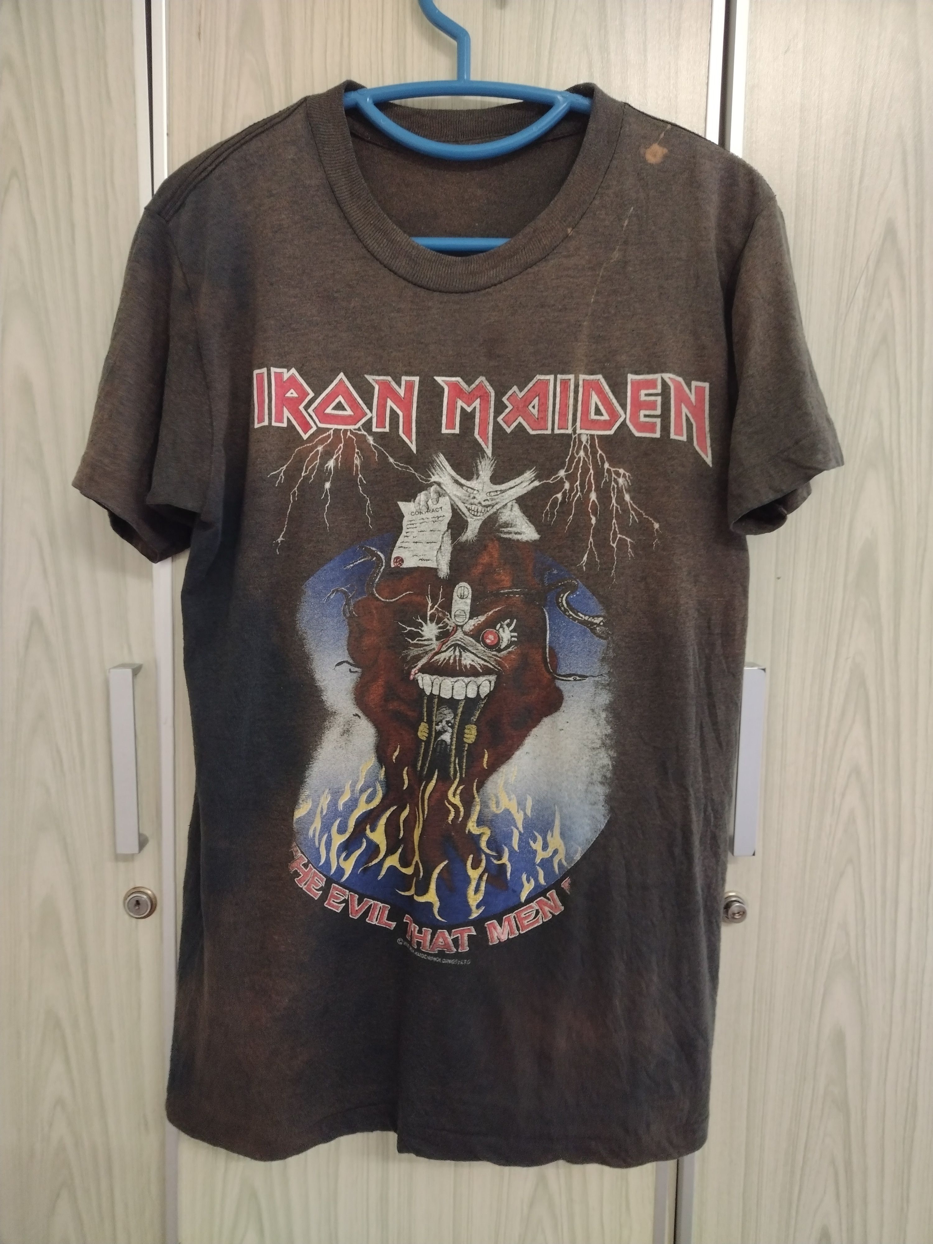 Band Tees × Iron Maiden × Vintage CRAZY SICK VTG '88 IRON MAIDEN FADED DISTRESSED Concert Tee Size US S / EU 44-46 / 1 - 2 Thumbnail