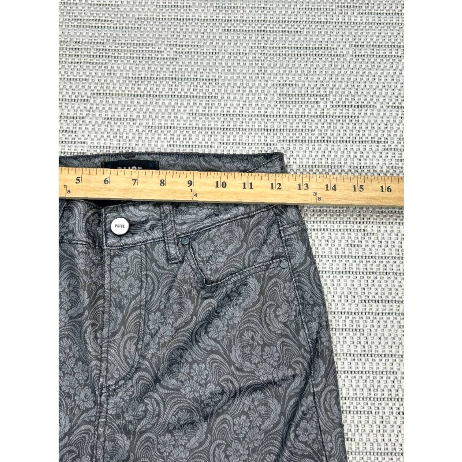 Paige Paige Jeans Womens Flared 25 Gray Logo JC Jacquard High Rise Lou Lou Landscape 25x31 Vintage No N/A Size 42" / US 20 - 6 Thumbnail