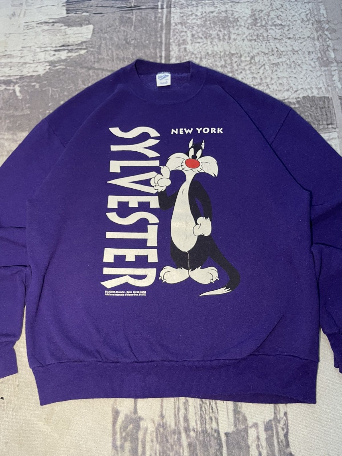 Warner Bros VINTAGE 90s SYLVESTER THE CAT BIG PRINT CREWNECK Size US L / EU 52-54 / 3 - 5 Thumbnail