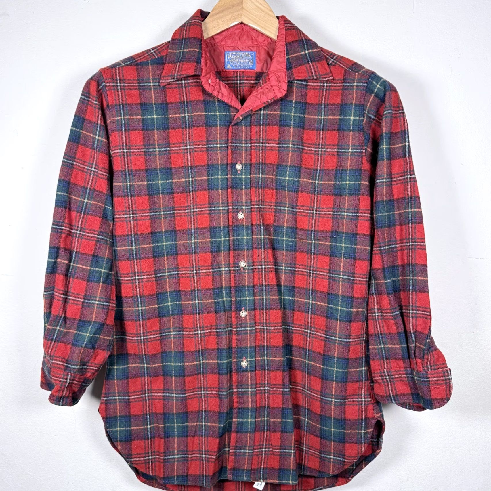 Pendleton VTG Pendleton Shirt Red/Blue Plaid Pure Virgin Wool USA Made Men's Size Medium Size US M / EU 48-50 / 2 - 2 Thumbnail