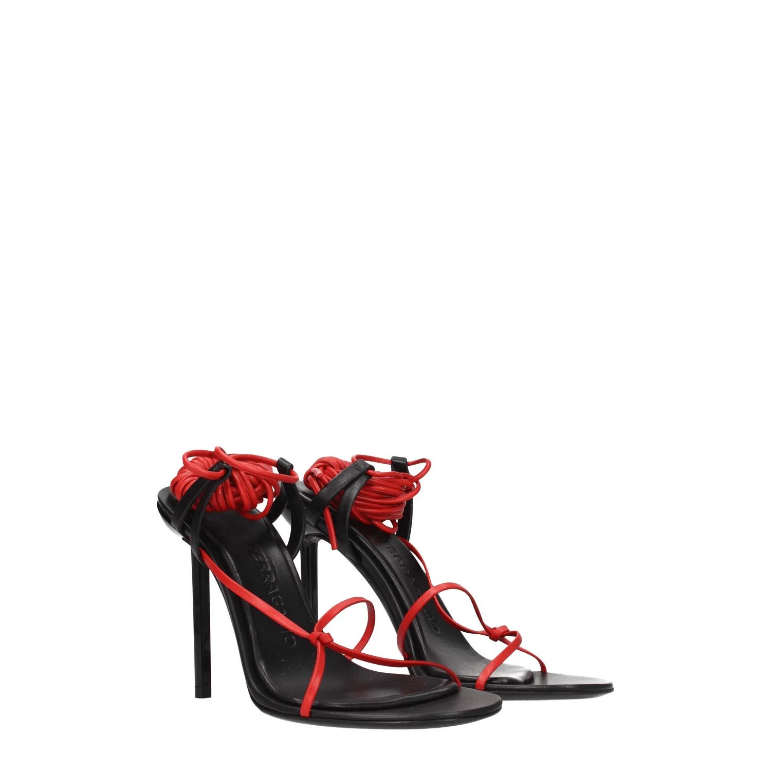 Salvatore Ferragamo ob1o1e1224 Leather Sandals in Red/Black Size US 8.5 / IT 38.5 - 2 Thumbnail