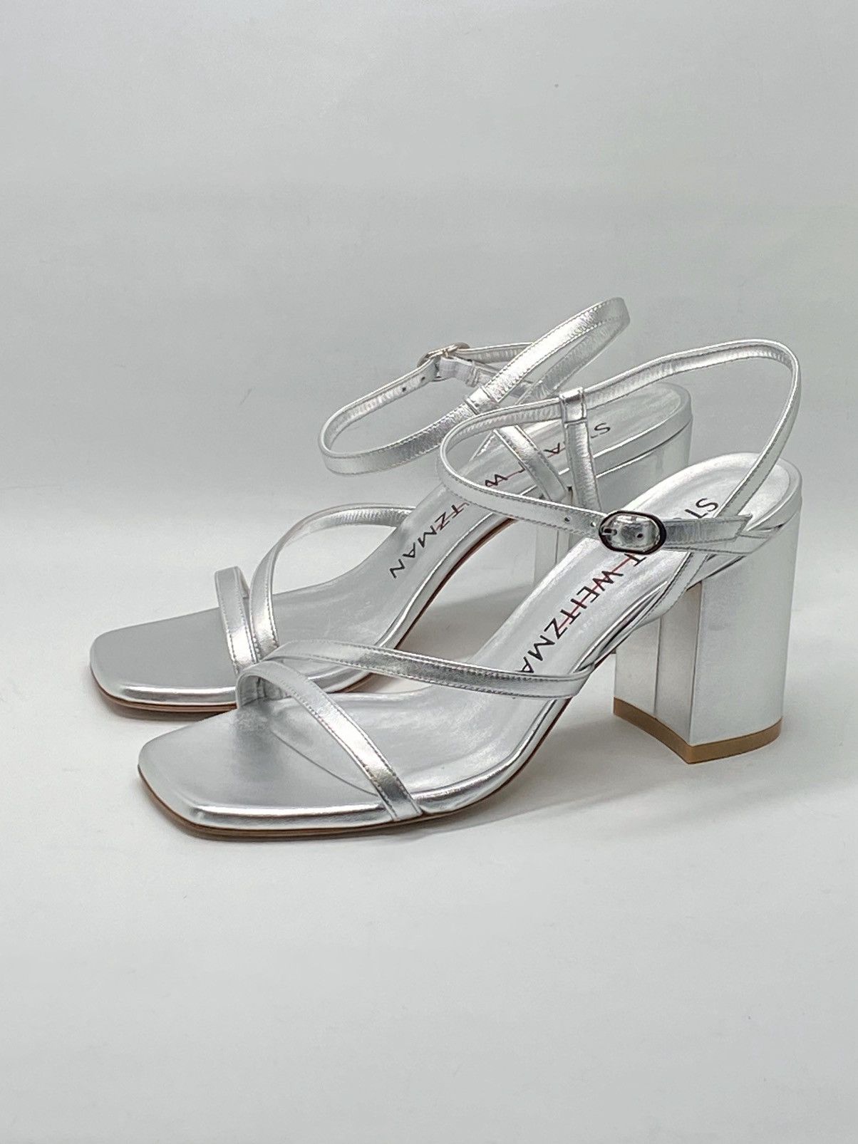 Stuart Weitzman Stuart Weitzman Metallic Leather Block-Heel Sandals size 6.5 Size US 6.5 / IT 36.5 - 5 Thumbnail