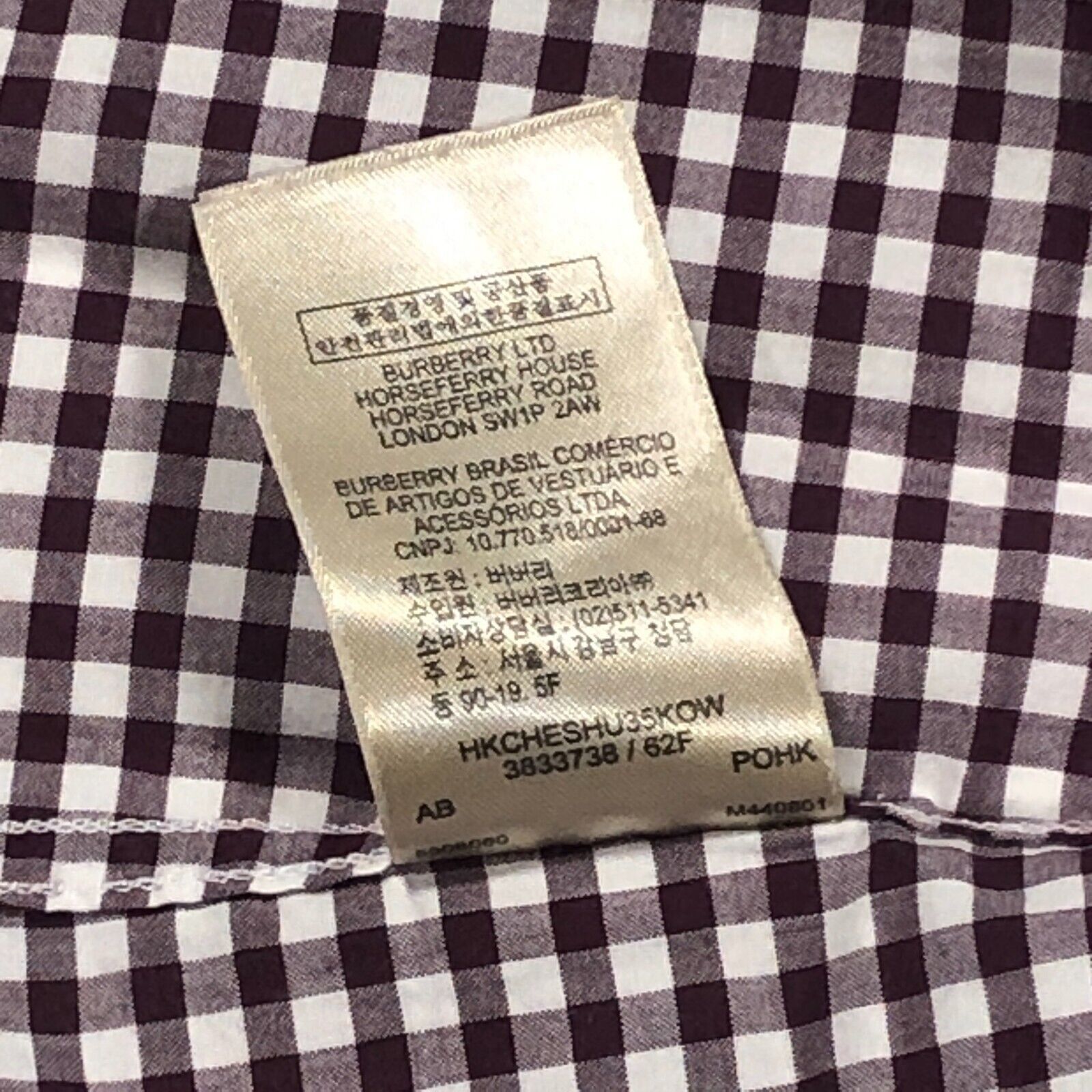 Burberry Burberry Brit White Maroon Plaid Long Sleeve Shirt Large Size US L / EU 52-54 / 3 - 7 Thumbnail