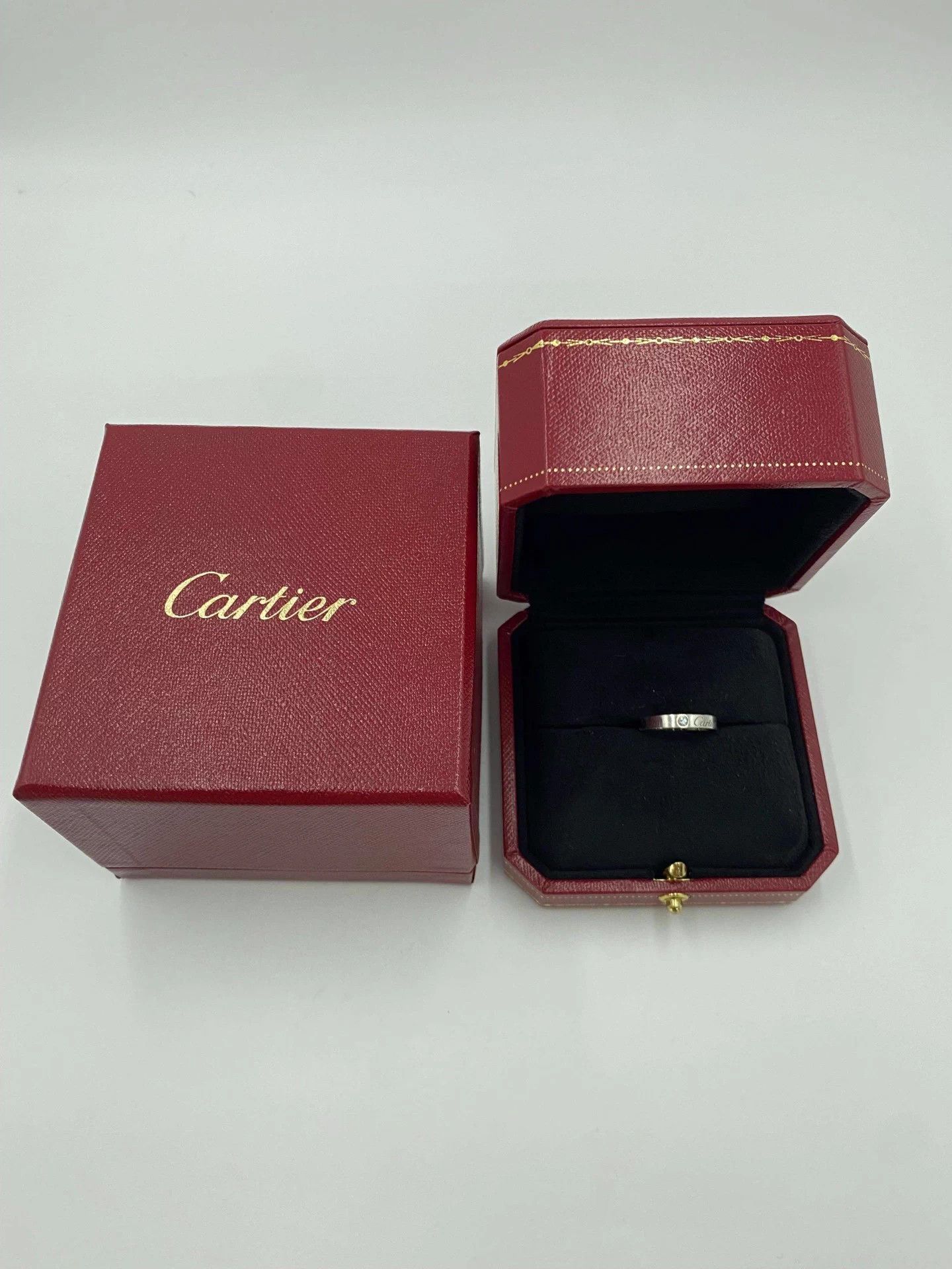 Cartier Cartier Platinum Narrow Diamond Ring 45 4.48g w/Box Vintage Size ONE SIZE - 2 Thumbnail