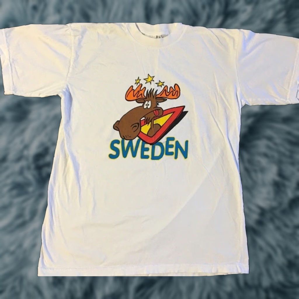 Vintage VINTAGE Sweden Moose Shirt S Cartoon Funny Nature Grunge 90s 80s Skate Animal T-Shirt Mens White Size S Size US S / EU 44-46 / 1 - 1 Thumbnail