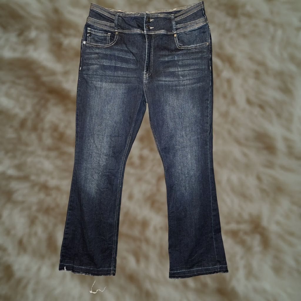Vintage Kancan High Rise Bootcut Jeans Women's 32 Blue Frayed Stretch Preppy City Casual Mens/ Womens Size 24" / US 00 / IT 34 - 1 Thumbnail