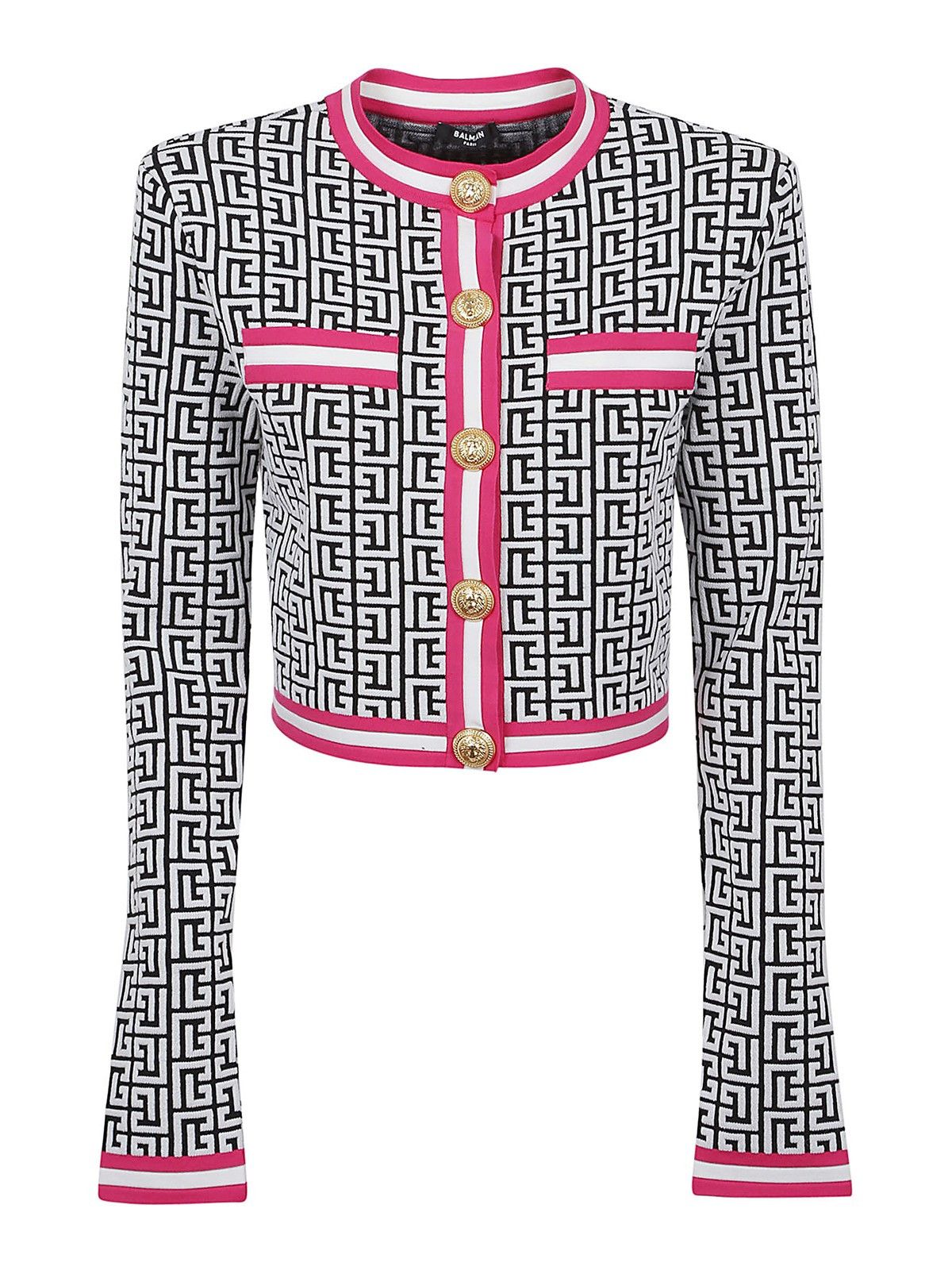 o1srvl11e1123 Cropped Cardigan in Black White