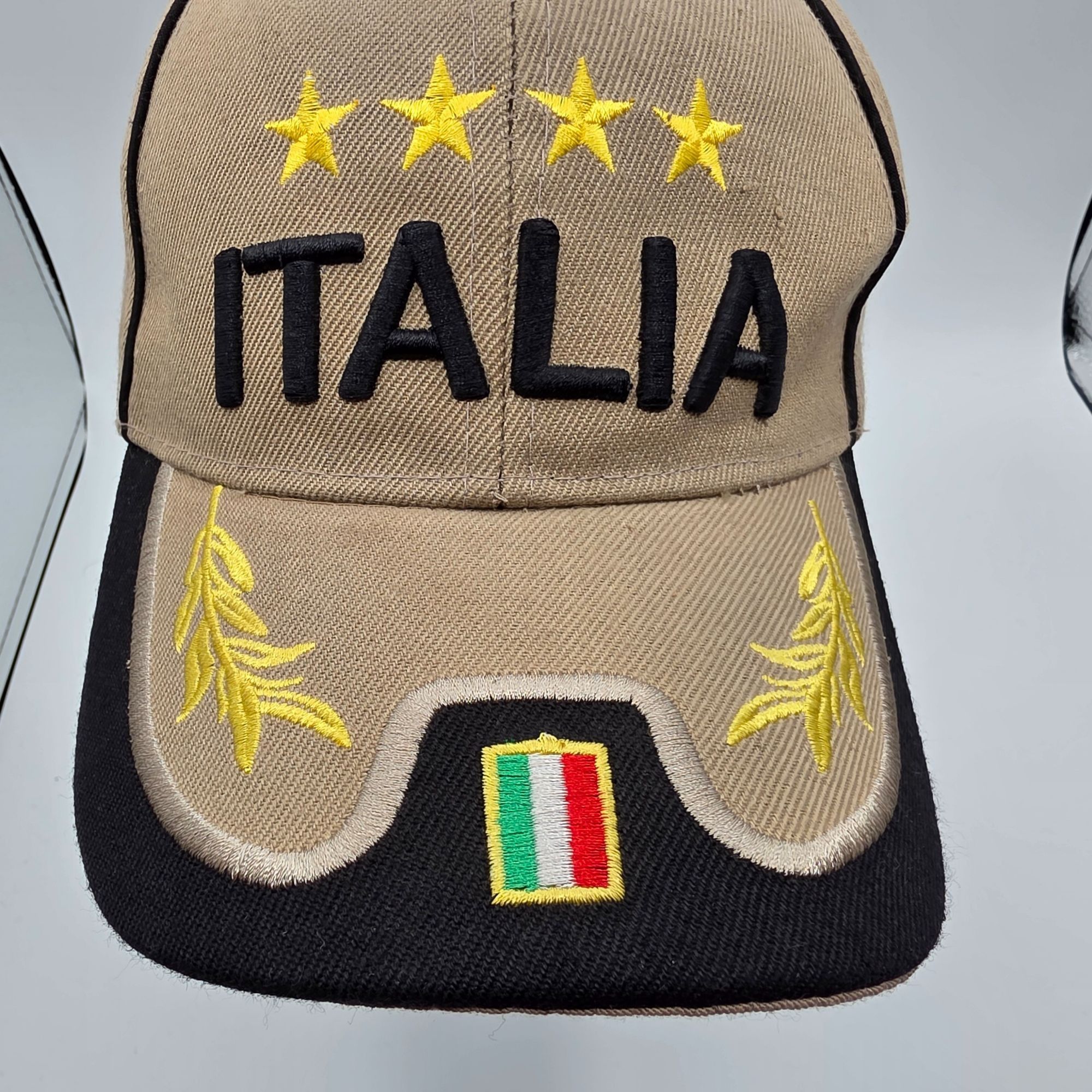Other Italia Adults Beige Black Baseball Cap Stars Laurel Leaves F Size ONE SIZE - 6 Thumbnail