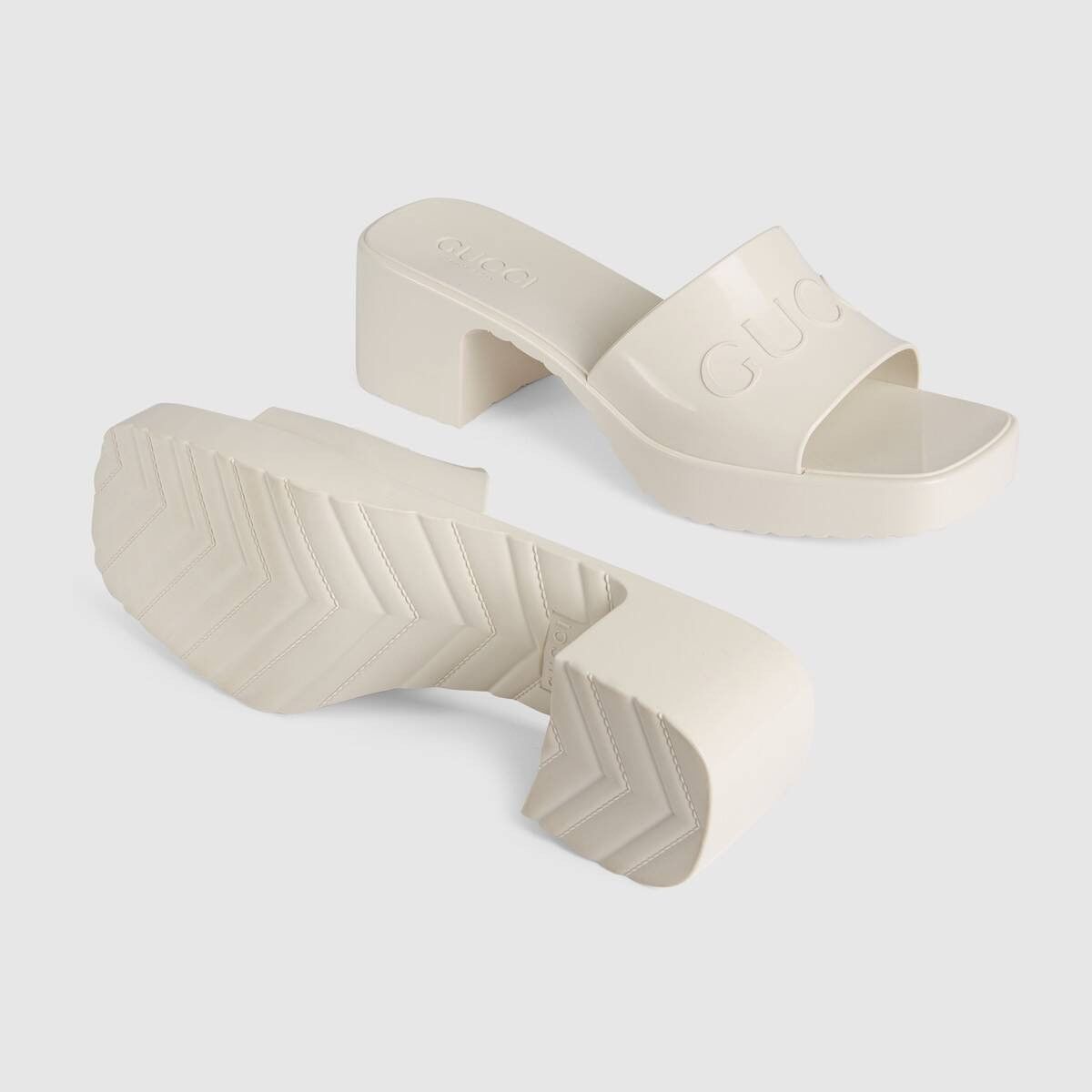 Gucci o1s1wg110225 Rubber Slide Sandals in White Size US 8 / IT 38 - 5 Thumbnail
