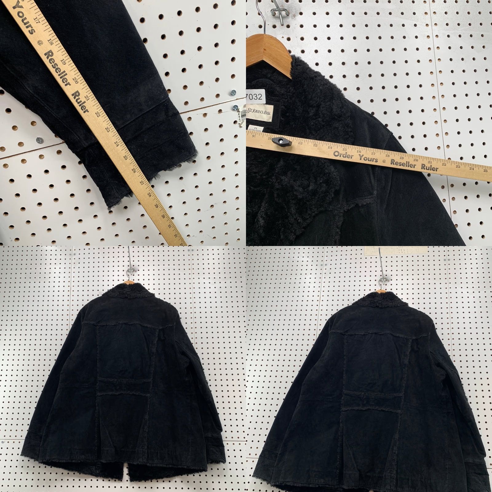 Vintage VINTAGE St. John's Bay Suede Shearling Coat Womens 2X Black Faux Fur Liner Overcoat Size XXL / US 16-18 / IT 52-54 - 9 Thumbnail