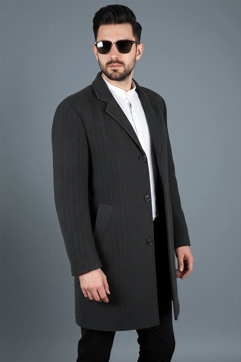 Vintage Men's luxury Y2K gray wool coat Frederik Anderson Copenhagen Size US XL / EU 56 / 4 - 1 Thumbnail