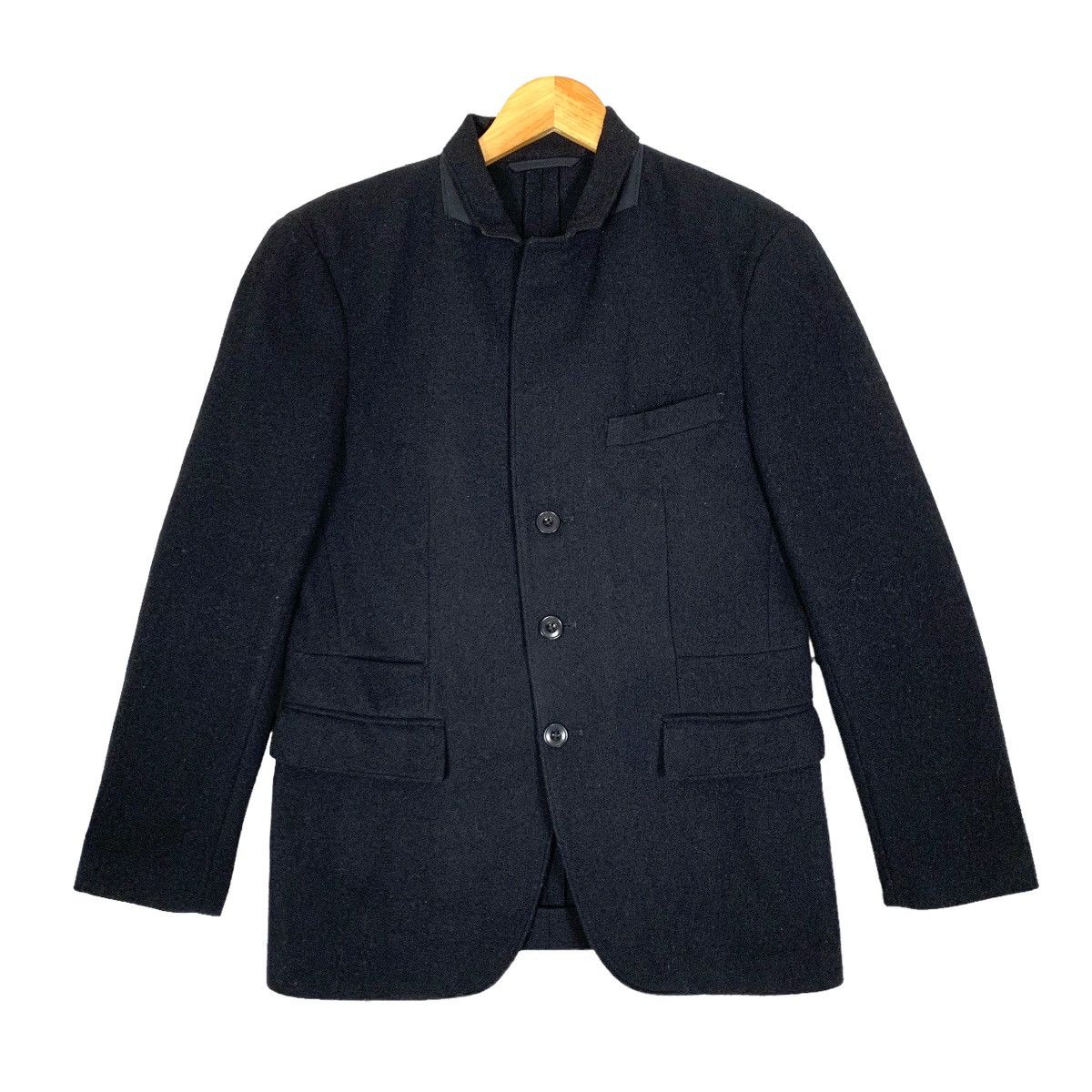 image of Vintage Uniqlo And Lemaire Hair Button Up Blazer Jacket in Black, Men's (Size Small)