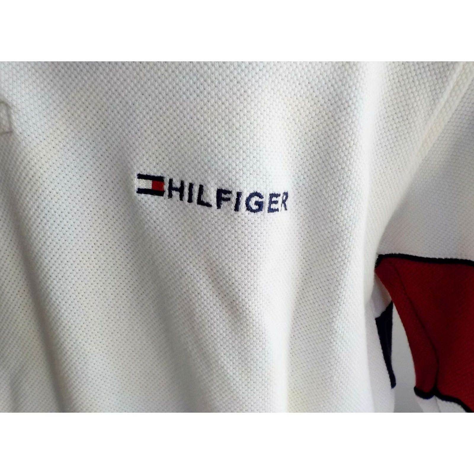 Tommy Hilfiger TOMMY HILFIGER Mens LS Rugby Shirt HILFIGER Spellout Ivory/Red/Blue LARGE Rugby Shirt Mens L Ivory Red Blue Size US L / EU 52-54 / 3 - 2 Thumbnail