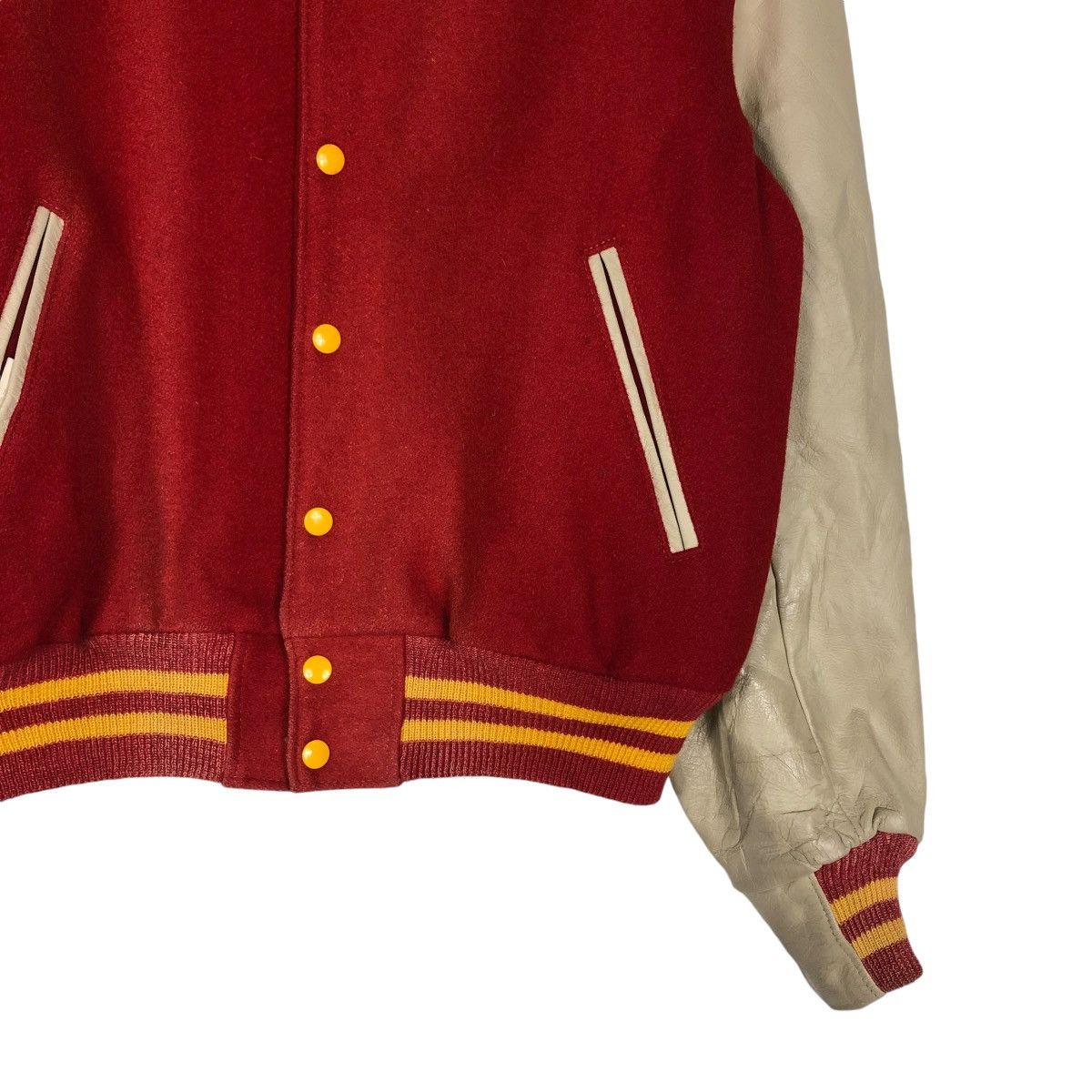 Golden Bear 🔥VTG VARSITY JUMPER BOMBER JACKET LEATHER GOLDEN BEAR USA Size US L / EU 52-54 / 3 - 7 Thumbnail