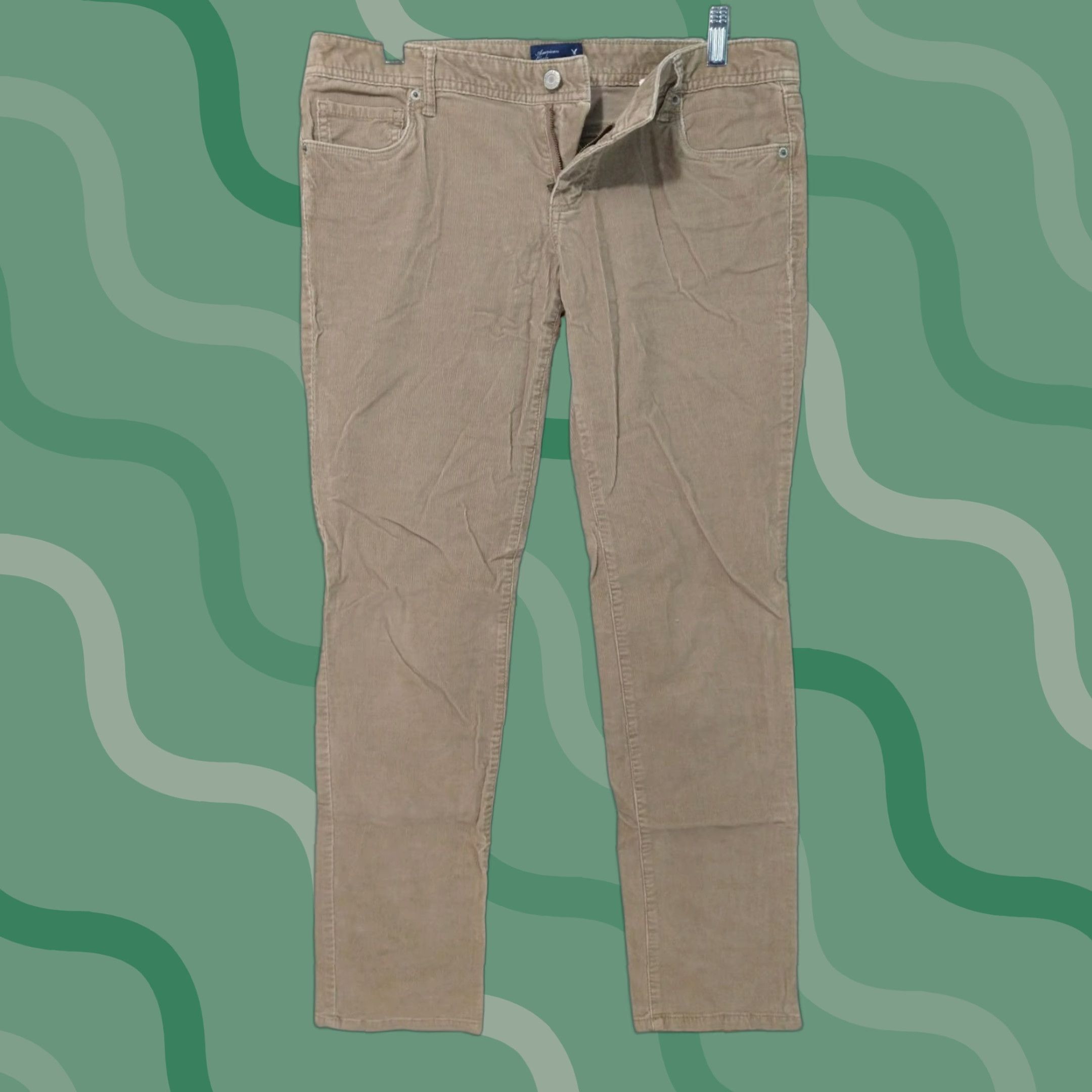American Eagle Outfitters American Eagle Pants Womens 10 Beige Corduroy Straight Leg Stretch 90s Y2K Size 32" / US 10 / IT 46 - 1 Thumbnail