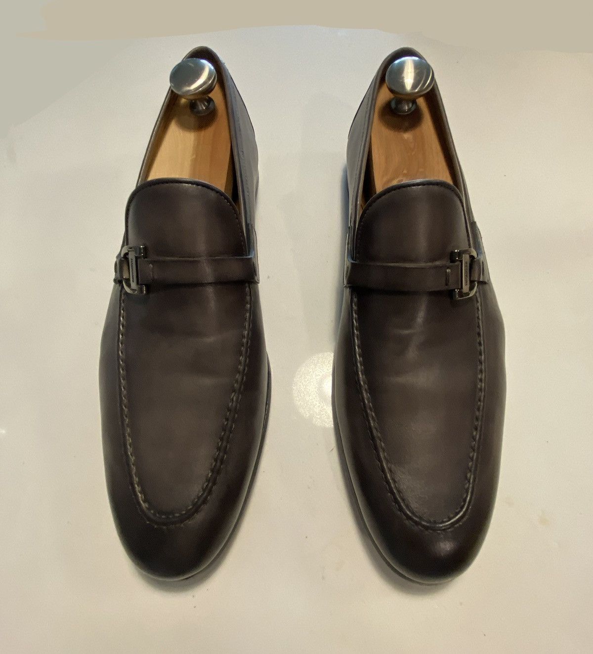 Magnanni 'Tonio' Bit Strap Loafer Gray Leather 12