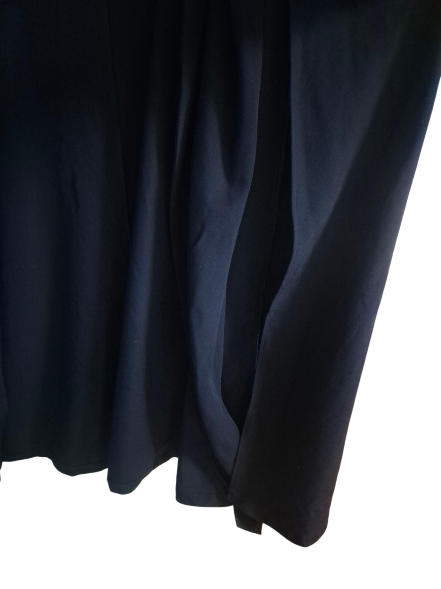 Yohji Yamamoto 90s Yohji Yamamoto Femme Dark Navy Wool Gabardine Drape Coat Size S / US 4 / IT 40 - 6 Thumbnail