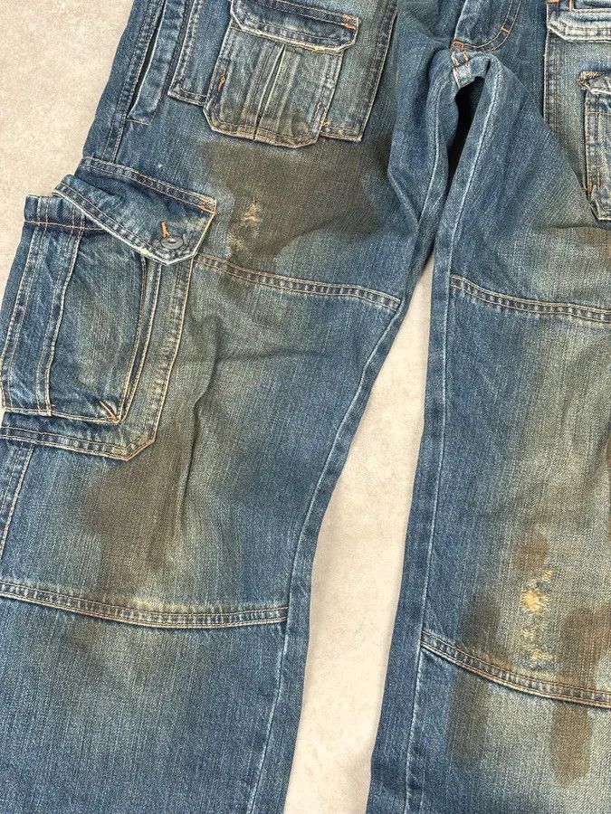 Dolce & Gabbana 2000s Dolce & Gabbana Navy Dirty Effect Denim Cargo Jeans Size US 36 / EU 52 - 10 Thumbnail