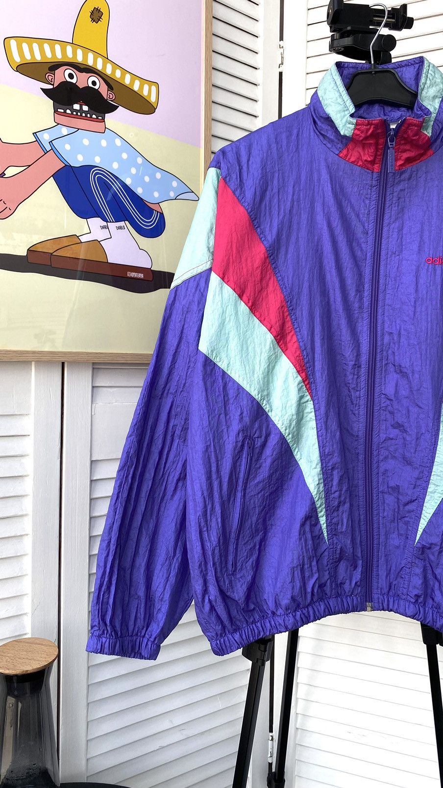 Adidas × Vintage Vintage Adidas Track Retro Jacket Nylon 90s Purple Size US S / EU 44-46 / 1 - 5 Thumbnail