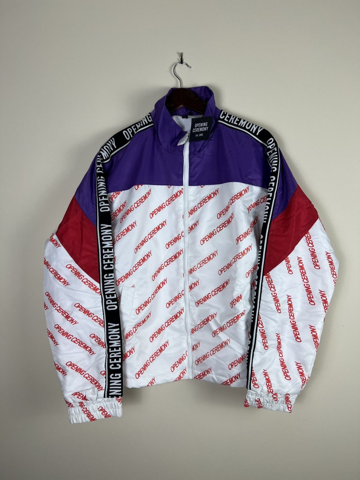 image of Opening Ceremony Fleece Lined Coach Jacket in Red, Men's (Size Medium)