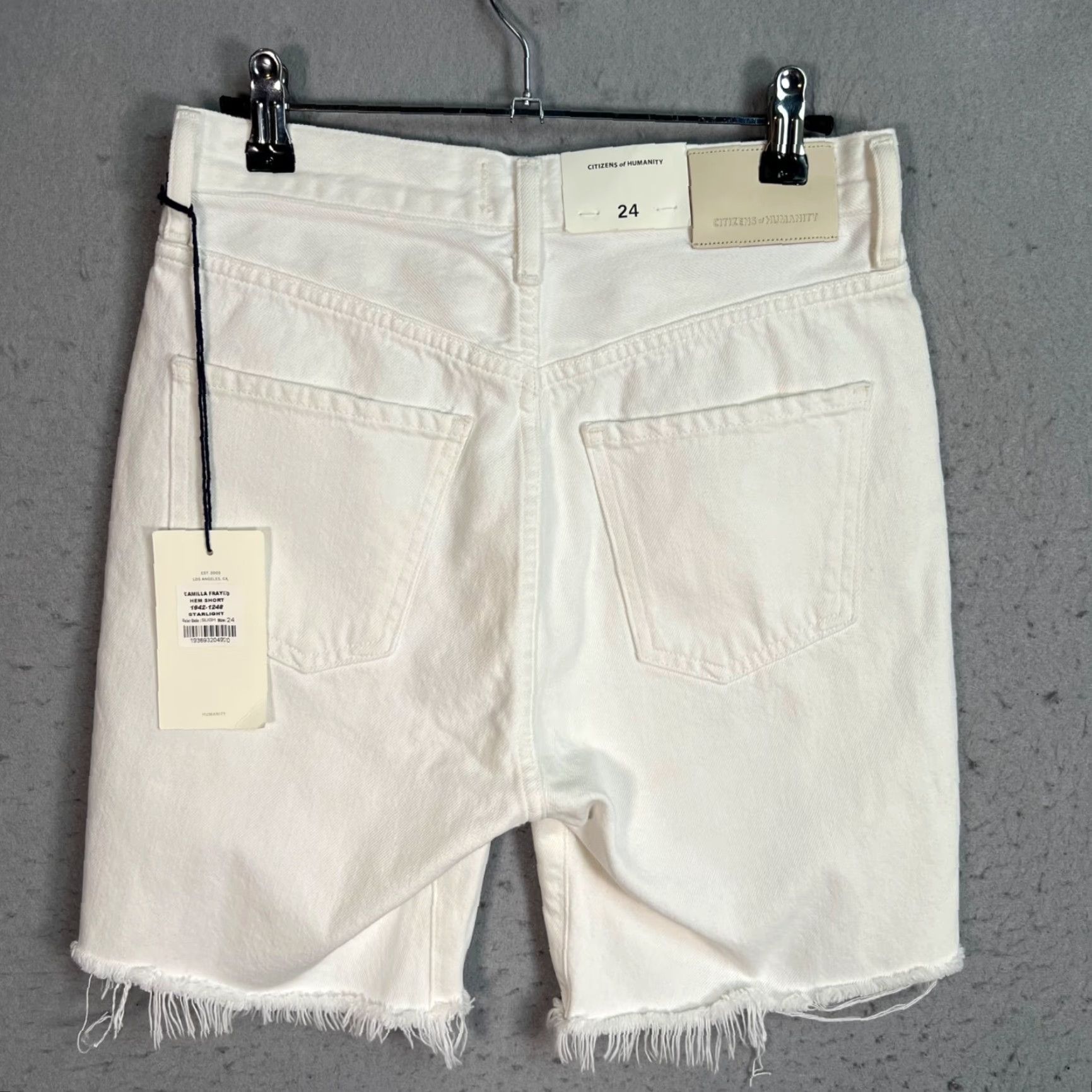 Citizens Of Humanity CITIZENS OF HUMANITY Womens Denim Shorts Size 24 White Frayed Cut-Offs Size 42" / US 20 - 2 Thumbnail