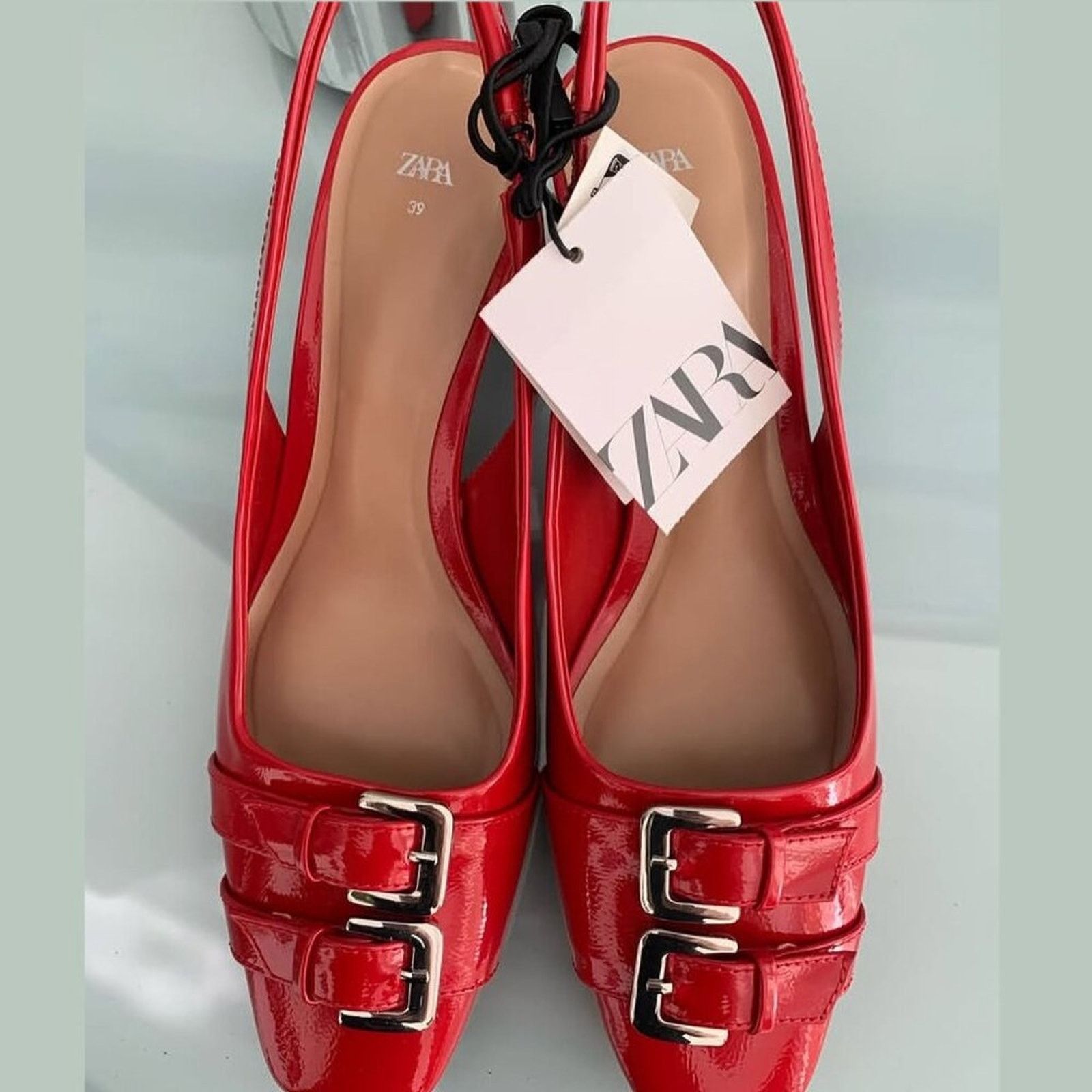 Zara ZARA Red Patent Slingbacks NWT Size US 7.5 / IT 37.5 - 15 Thumbnail