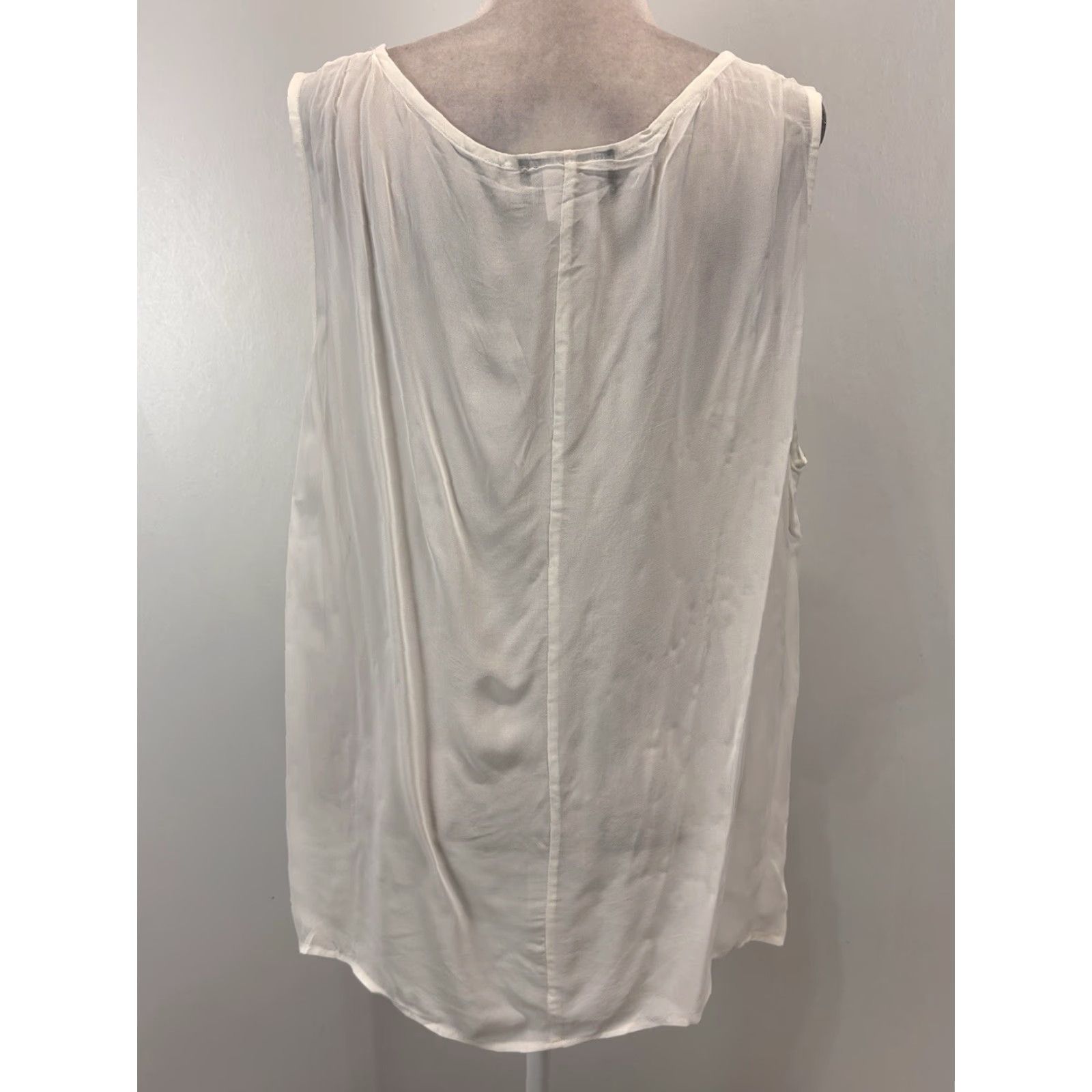 Vintage VINTAGE Carole Little Plus Tank Top 3X Ivory Semi-Sheer Camisole Shell Business Womens Size XXL / US 16-18 / IT 52-54 - 3 Thumbnail
