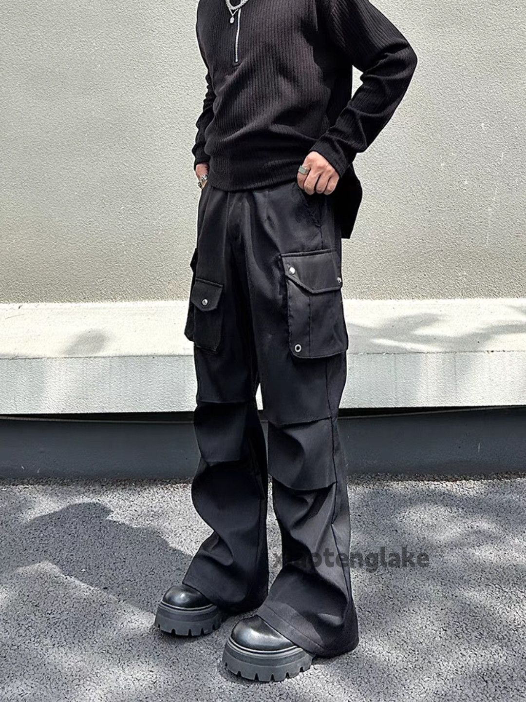 Designer × Japanese Brand × Vintage utility pleated skate hiphop loose flared cargo pants Size US 32 / EU 48 - 4 Thumbnail