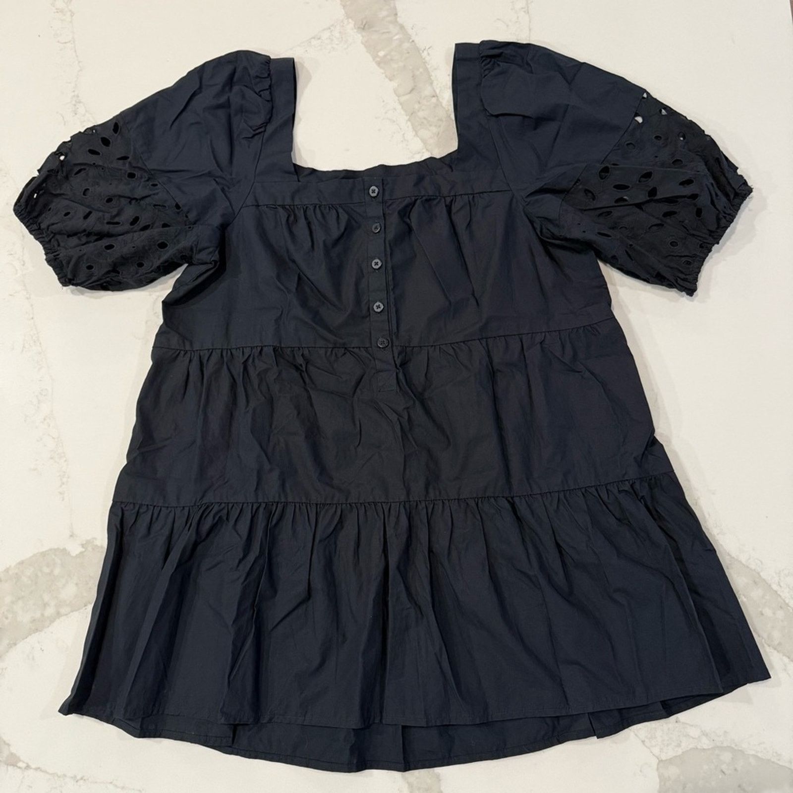 Anthropologie Maeve Anthropologie Tiered Eyelet Tunic Top Womens Small Size S / US 4 / IT 40 - 2 Thumbnail