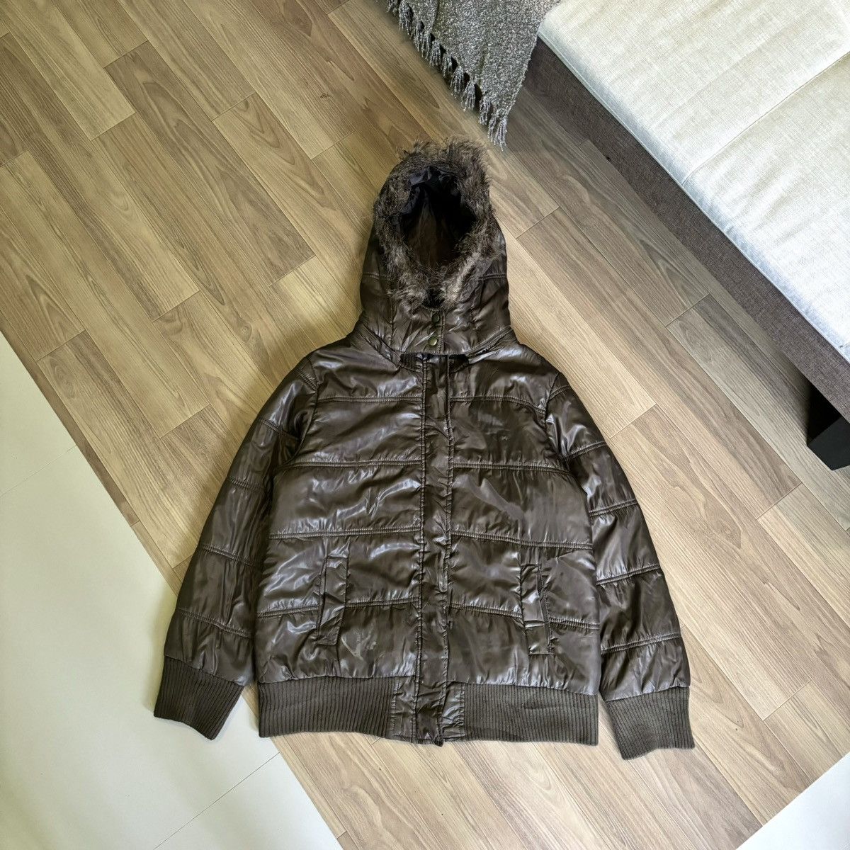 Japanese Brand Midas Flannel Glitter Fur Puffer Down Jacket | Grailed
