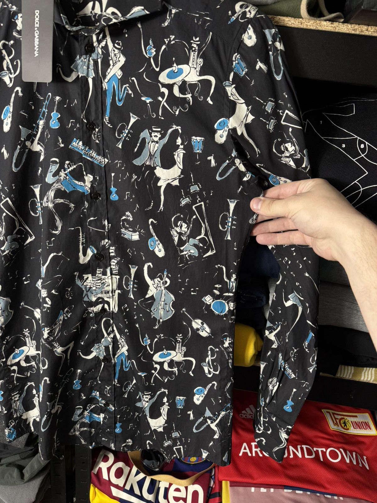 Dolce & Gabbana Dolce Gabbana GOLD Jazz Motif Shirt Button Up Black Cotton Size US XS / EU 42 / 0 - 7 Thumbnail