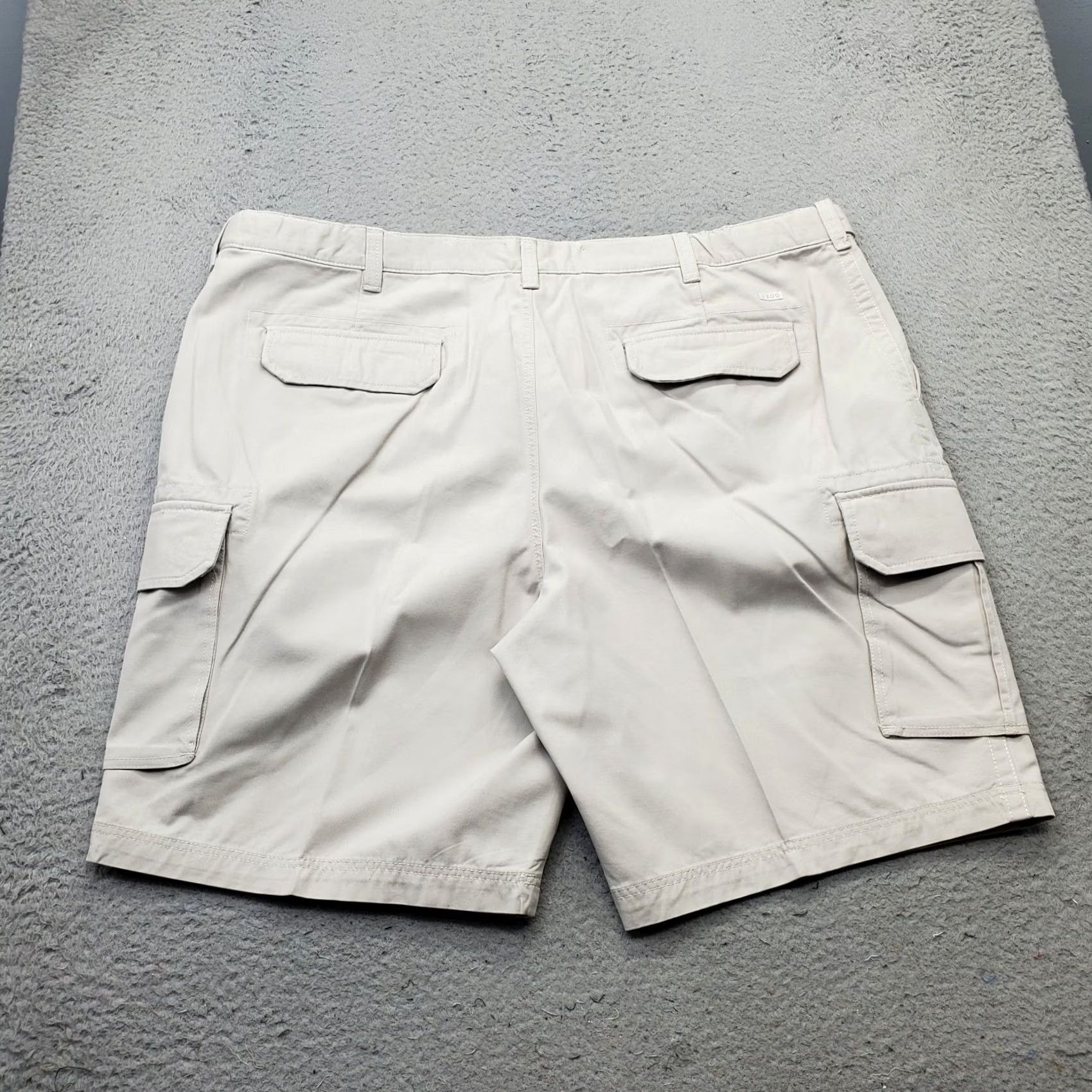 Izod IZOD Mens Cargo Shorts Tan 48 Saltwater Flat Front Regular Fit Utility Pocket Short Size US 32 / EU 48 - 2 Thumbnail