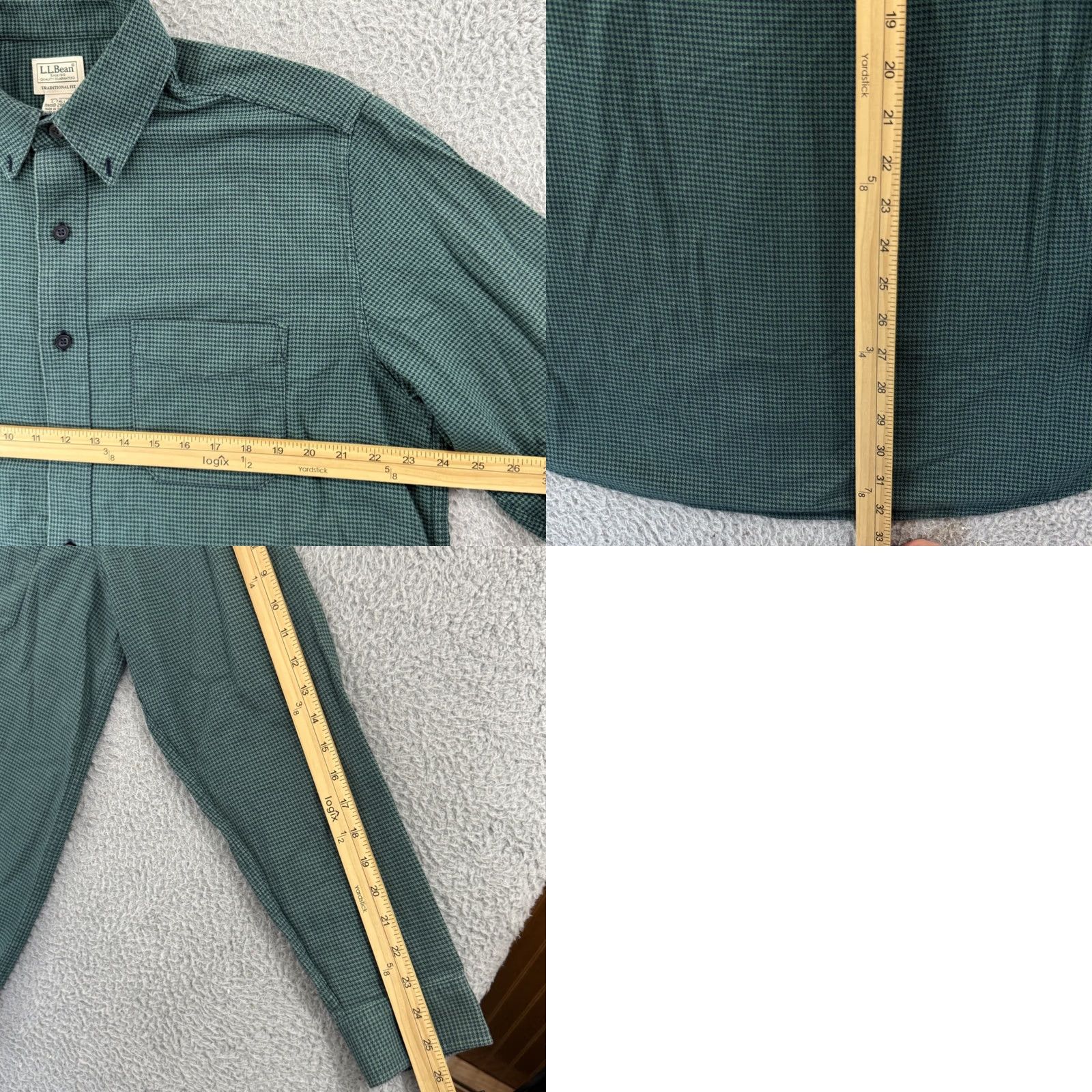 Vintage L.L. Bean Shirt Mens LT Green Houndstooth Button-Down Regular Fit Tall Large Button-Up Casual, Workwear, Travel, Formal, Vintage: No Size US L / EU 52-54 / 3 - 8 Thumbnail