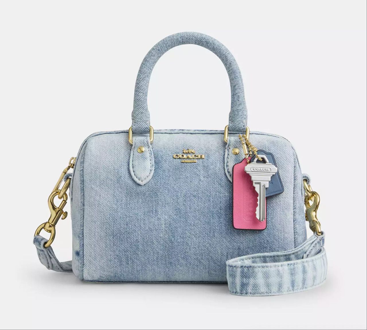 Coach Mini Rowan Crossbody Bag In Loved Denim With Charms CDY30 Size ONE SIZE - 9 Thumbnail