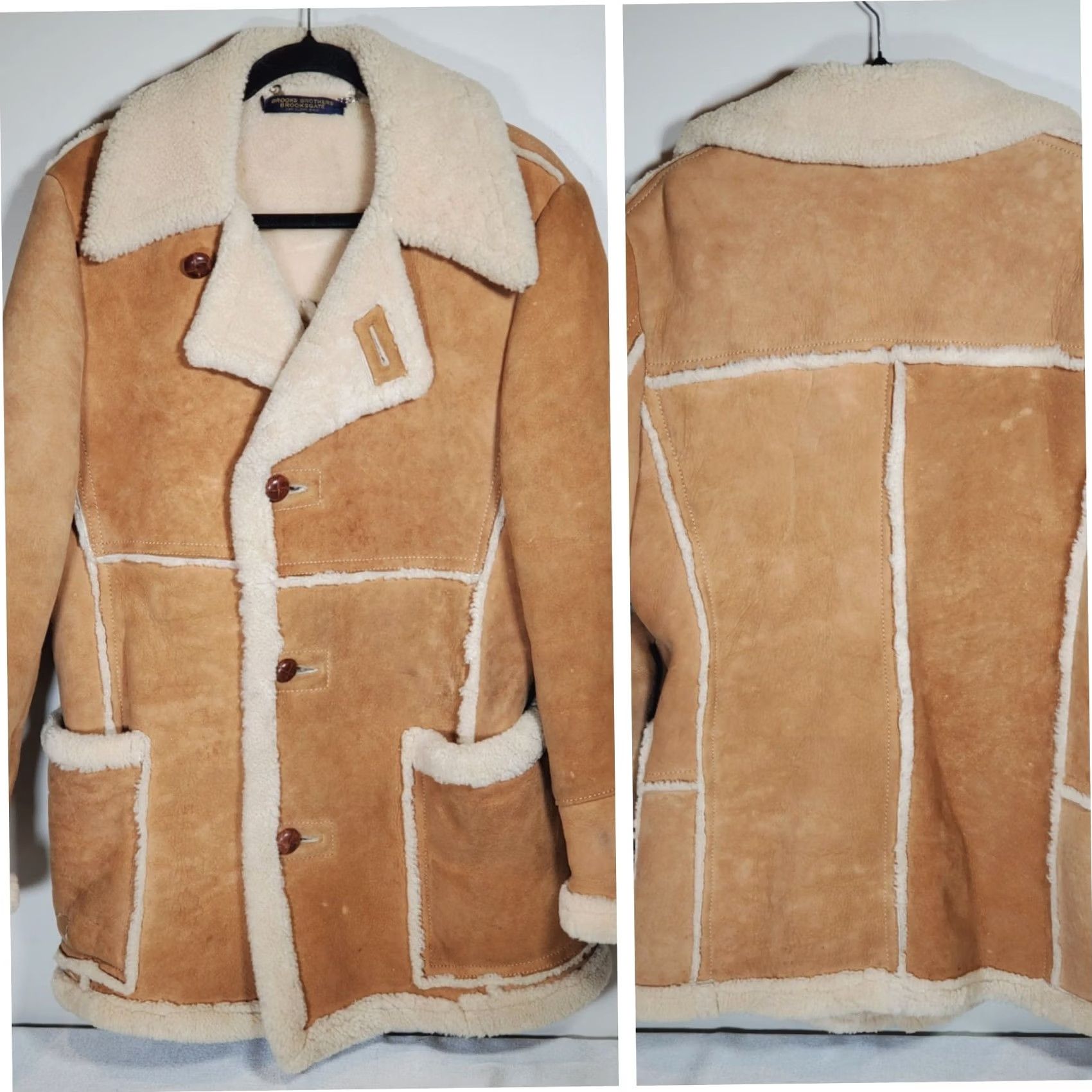 Brooks Brothers VINTAGE Brooks Brothers Brooksgate Tan Leather Shearling Panneled Coat Men's L Size US L / EU 52-54 / 3 - 2 Thumbnail