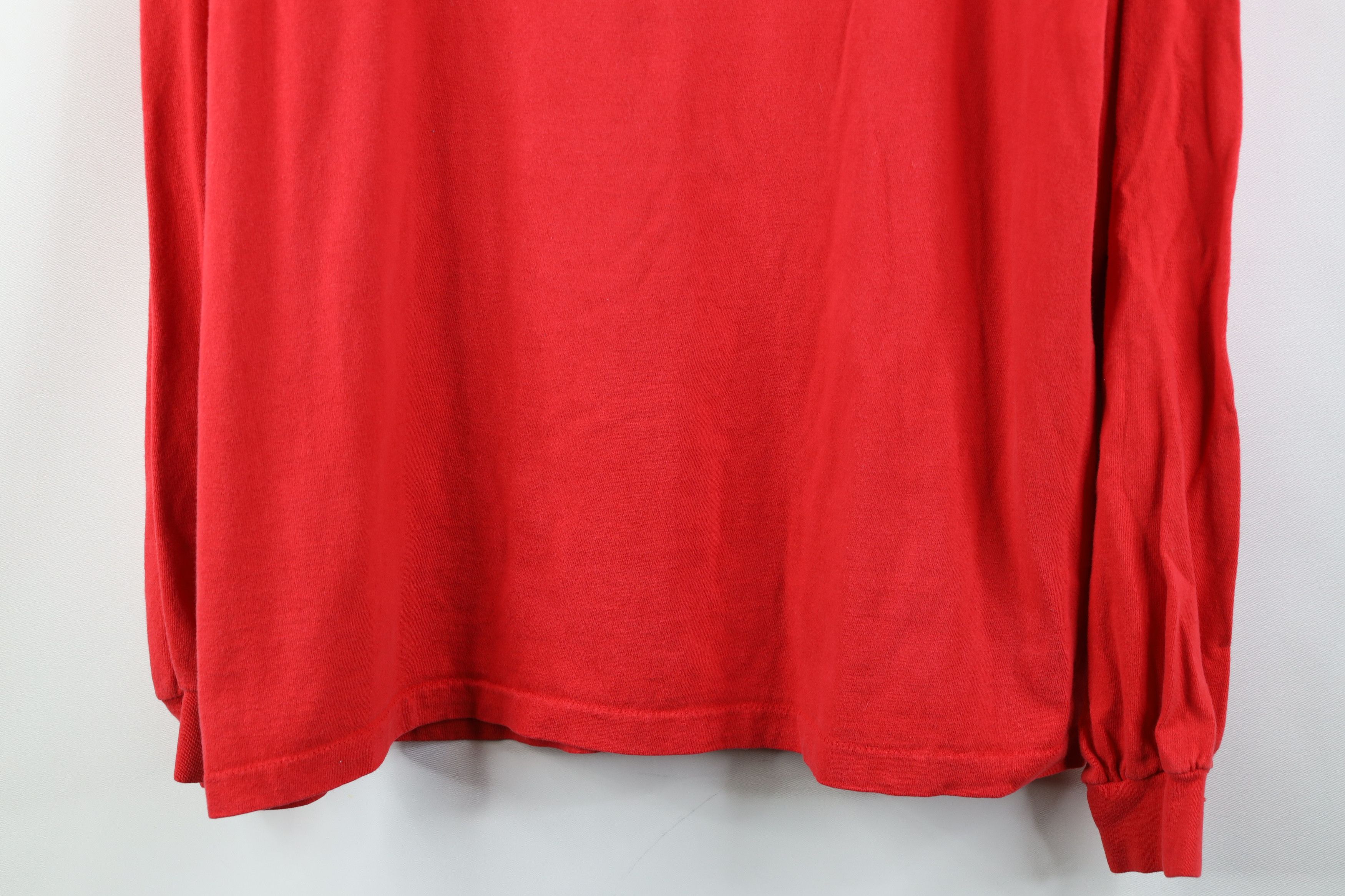 Hanes Vintage 90s Hanes Beefy Cotton Long Sleeve T-Shirt Red USA Size US L / EU 52-54 / 3 - 3 Thumbnail