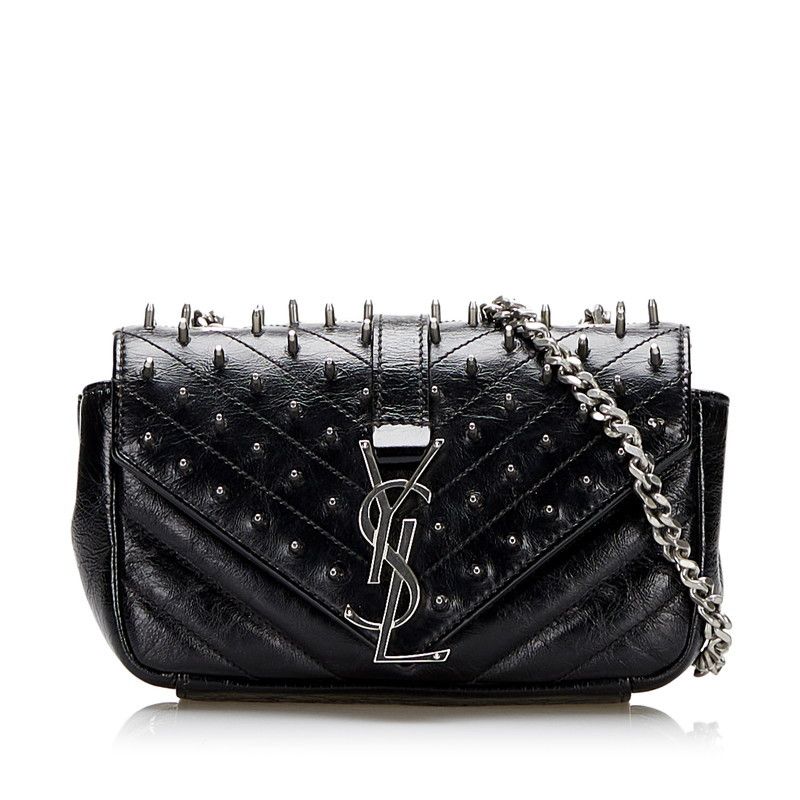 Saint Laurent Baby Chai Chain Shoulder Bag Black Leather