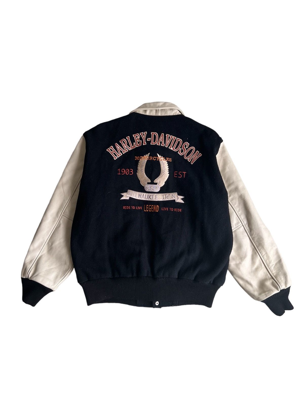 Harley Davidson 1980s Harley Davidson Pro Rider Leather Varsity Jacket Size US XL / EU 56 / 4 - 5 Thumbnail